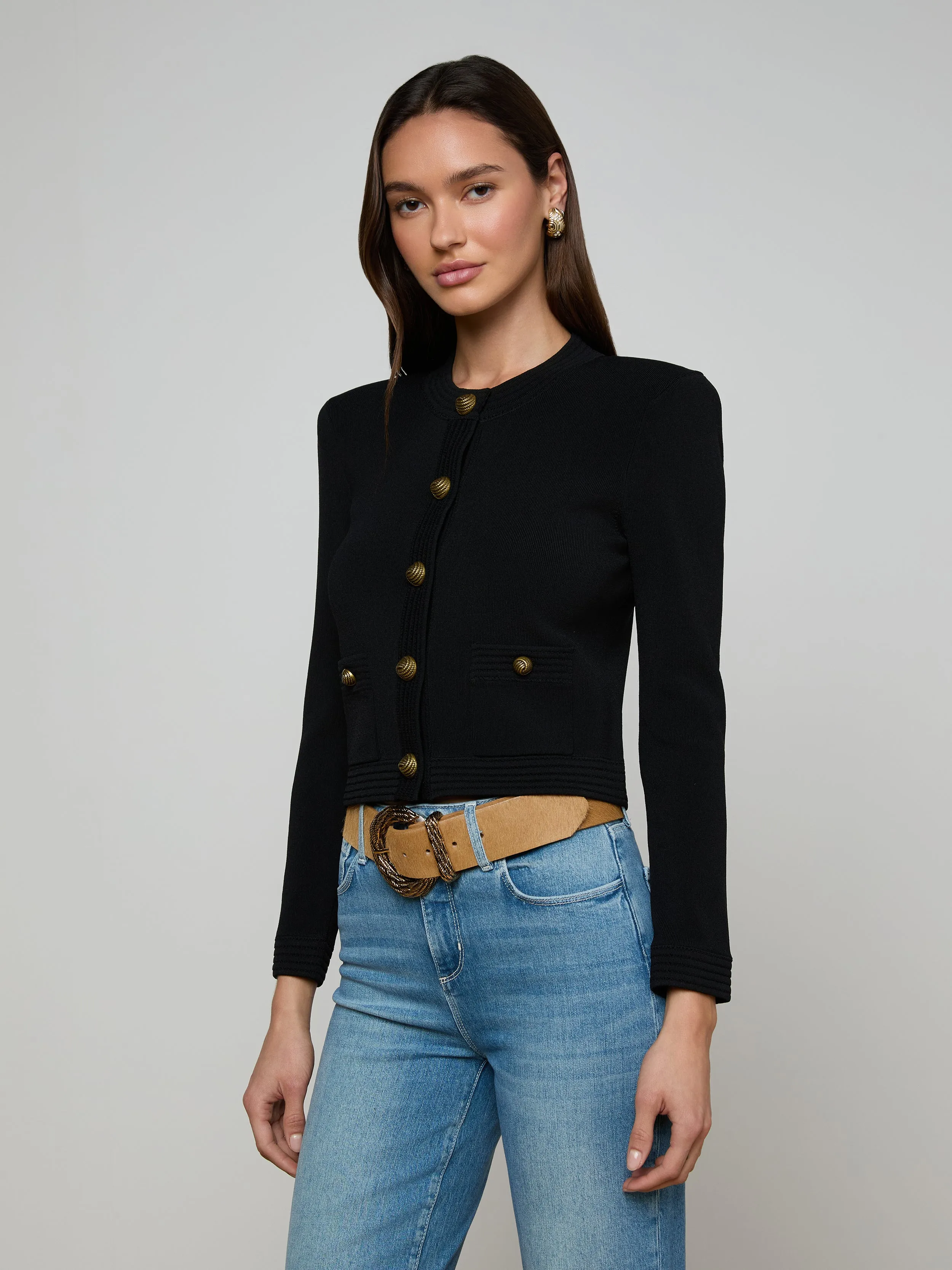 Patsy Cropped Cardigan sold by L'AGENCE product image thumbnail 2