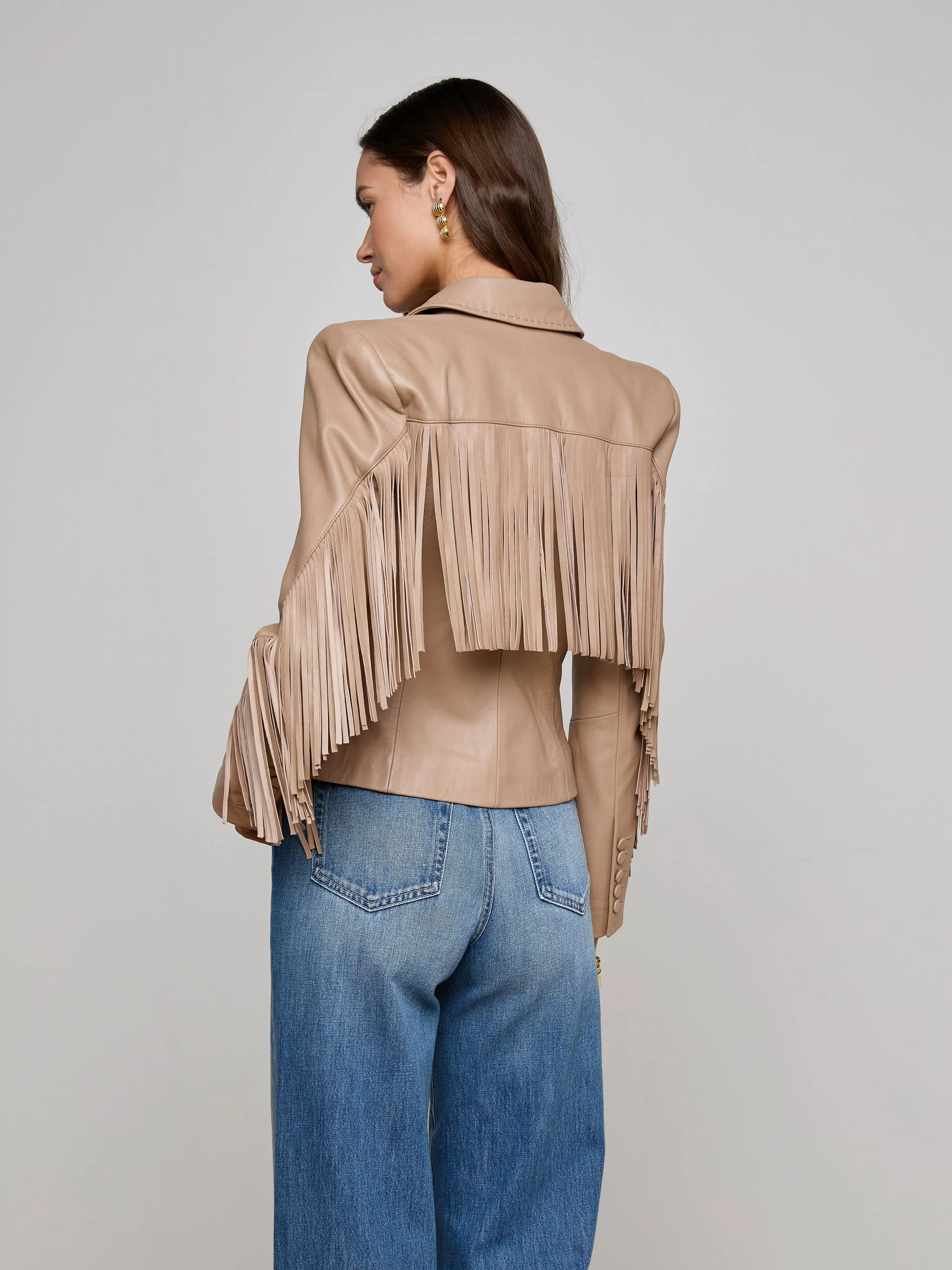 Vashti Fringed Leather Blazer sold by L'AGENCE product image thumbnail 5