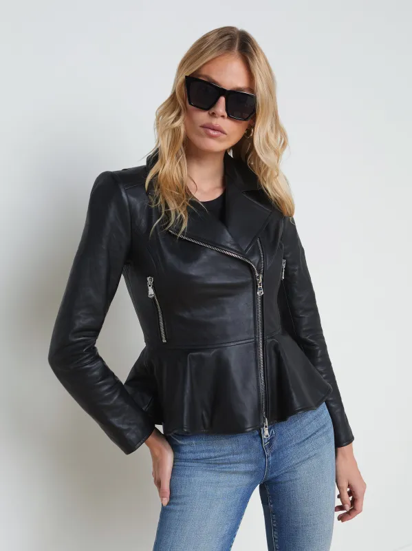 Lyric Leather Peplum Jacket sold by L'AGENCE