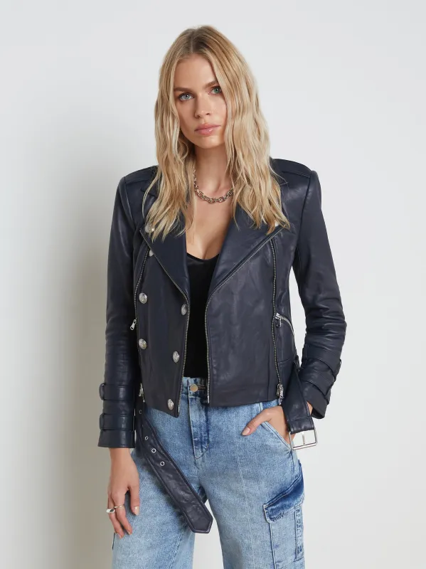 Billie Belted Leather Jacket sold by L'AGENCE