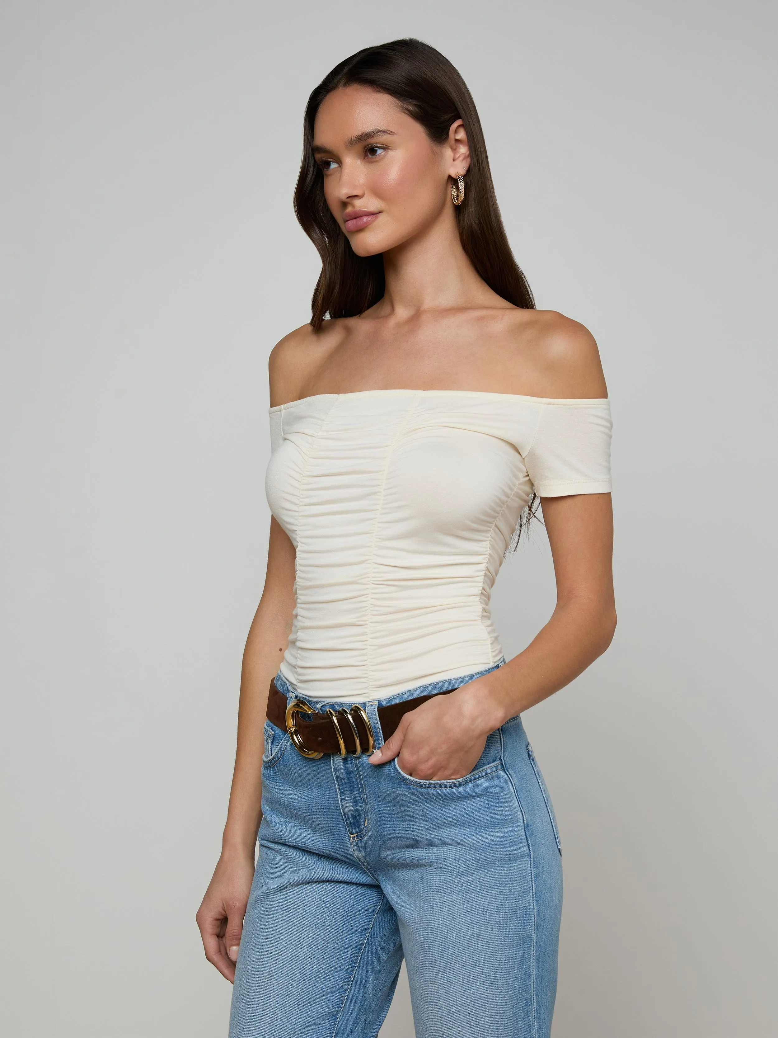 Baliegh Ruched Bodysuit sold by L'AGENCE product image thumbnail 2