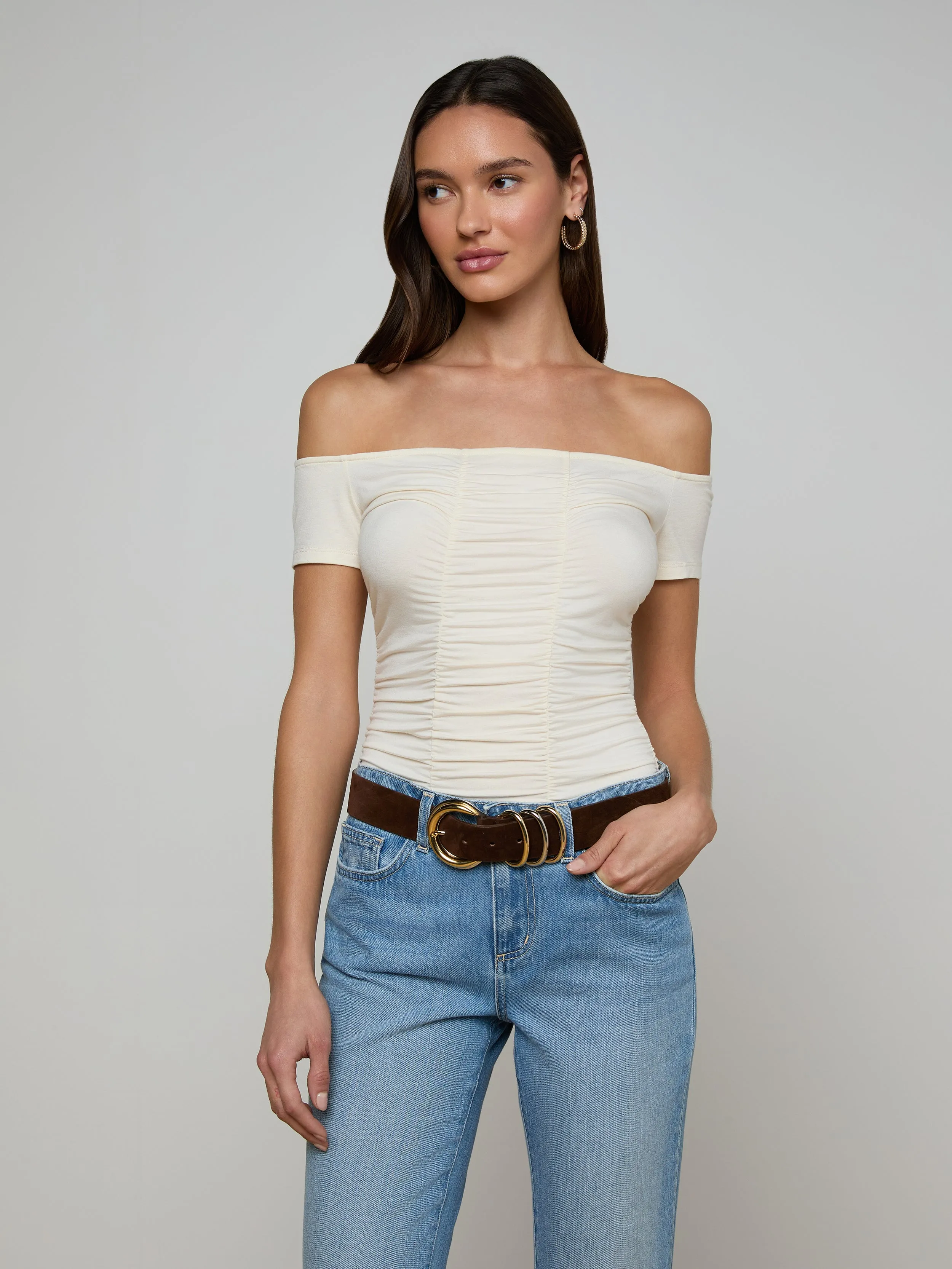 Baliegh Ruched Bodysuit sold by L'AGENCE