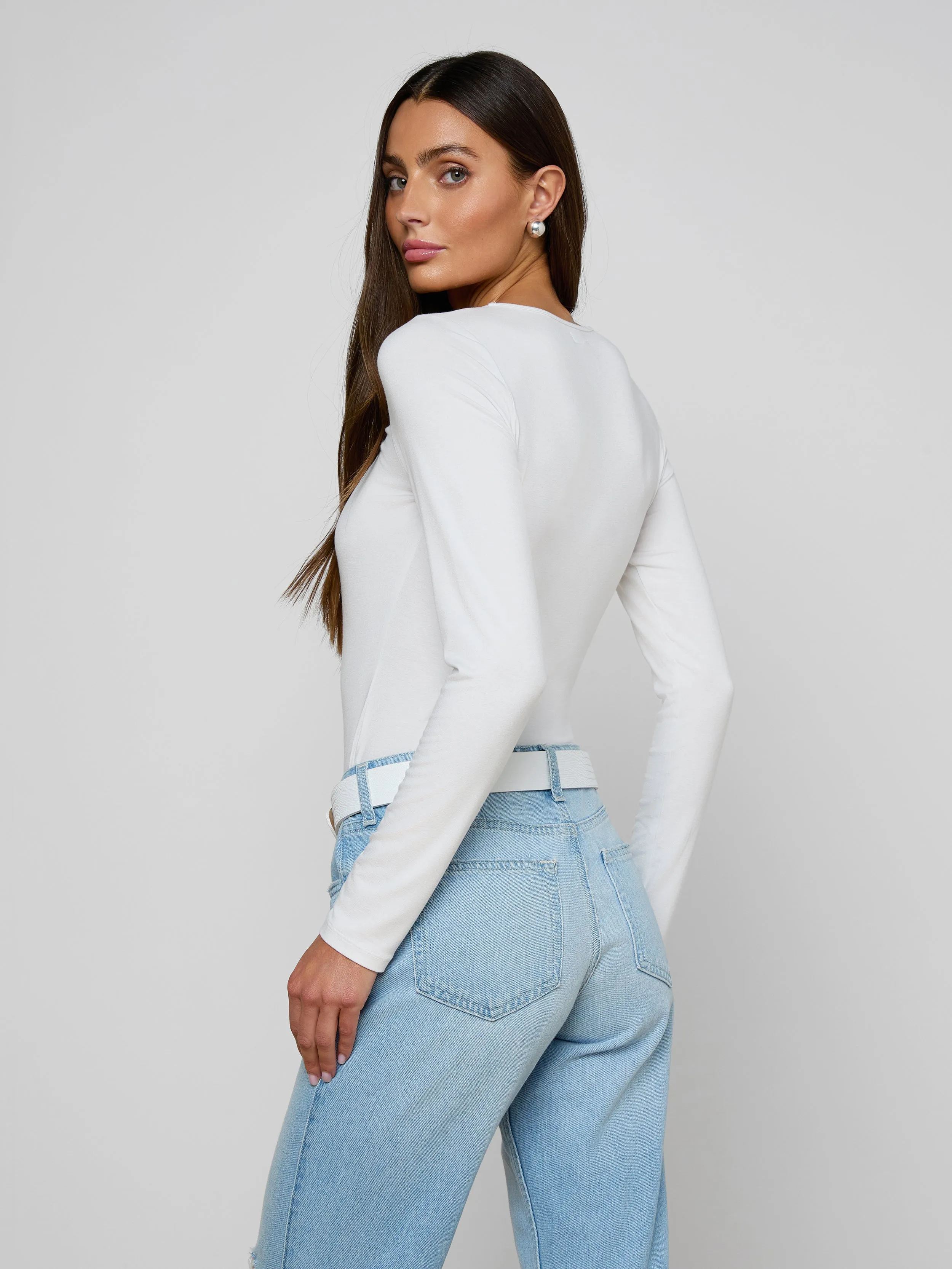 Cassandra Ruched Bodysuit sold by L'AGENCE product image thumbnail 4