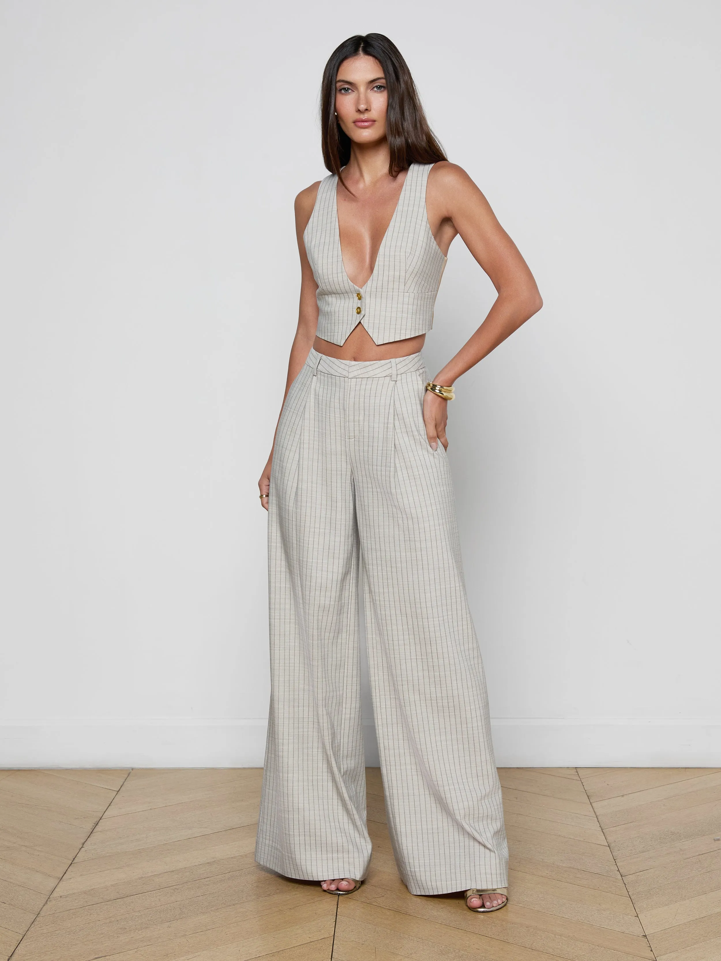 Devony Pinstriped Vest sold by L'AGENCE product image thumbnail 3