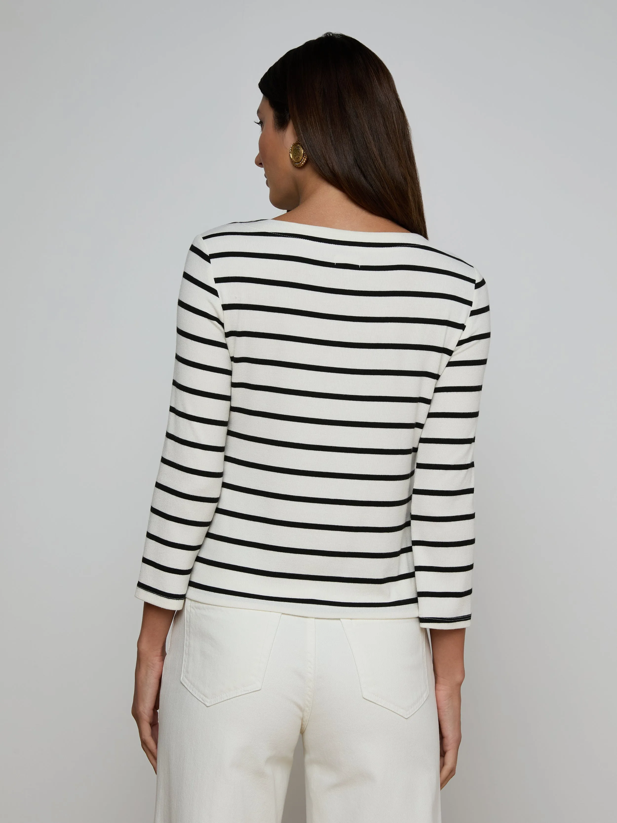 Lucille Striped Boatneck Top sold by L'AGENCE product image thumbnail 4