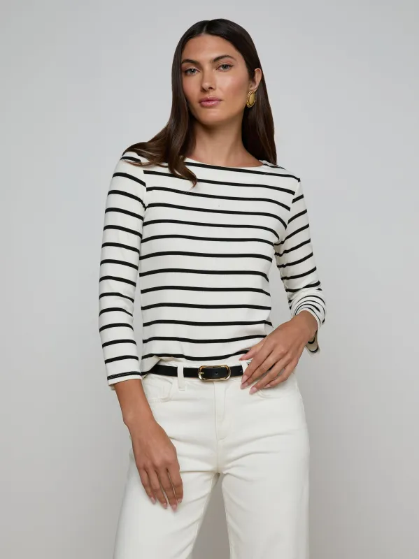 Lucille Striped Boatneck Top sold by L'AGENCE