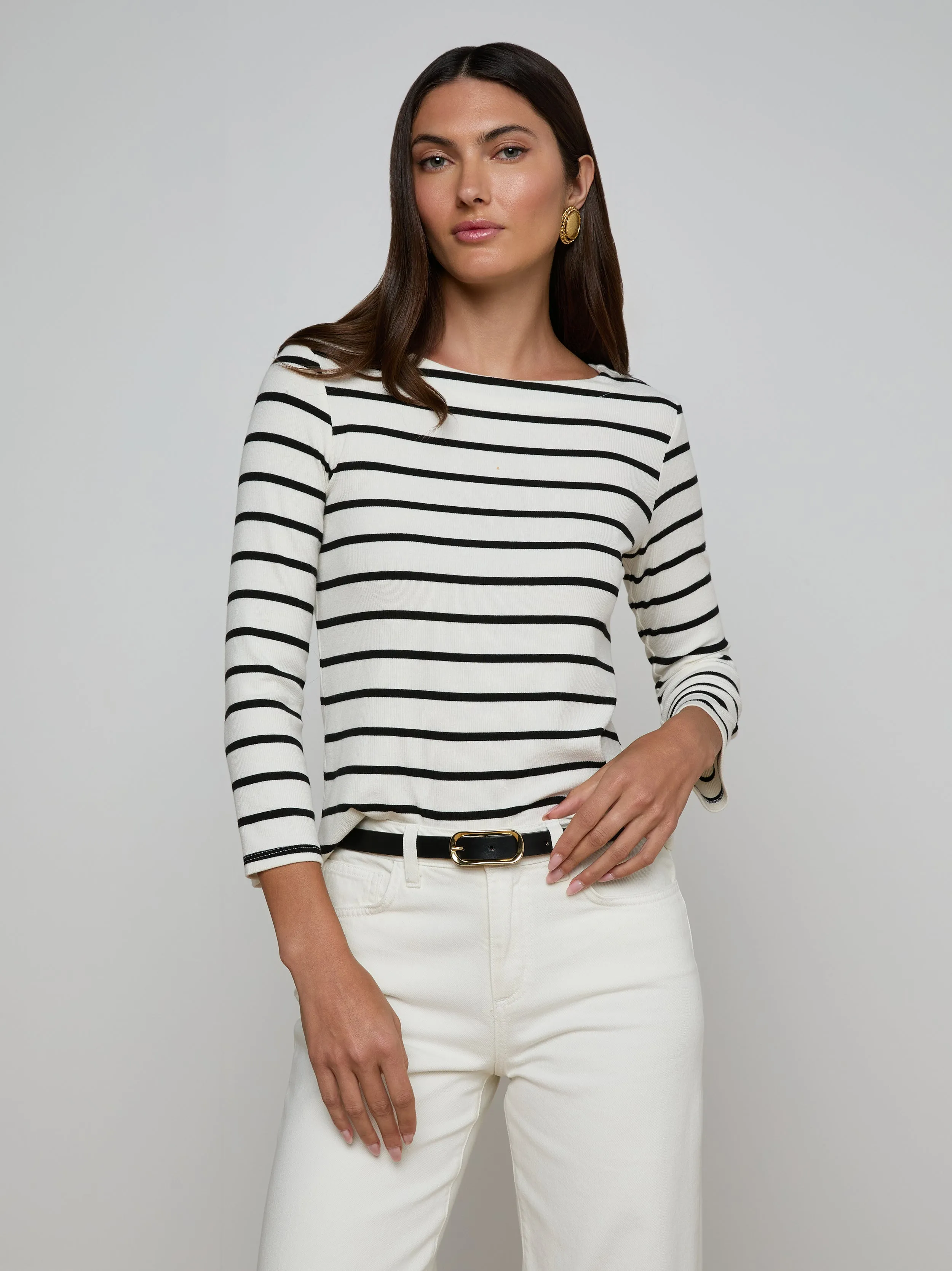 Lucille Striped Boatneck Top sold by L'AGENCE