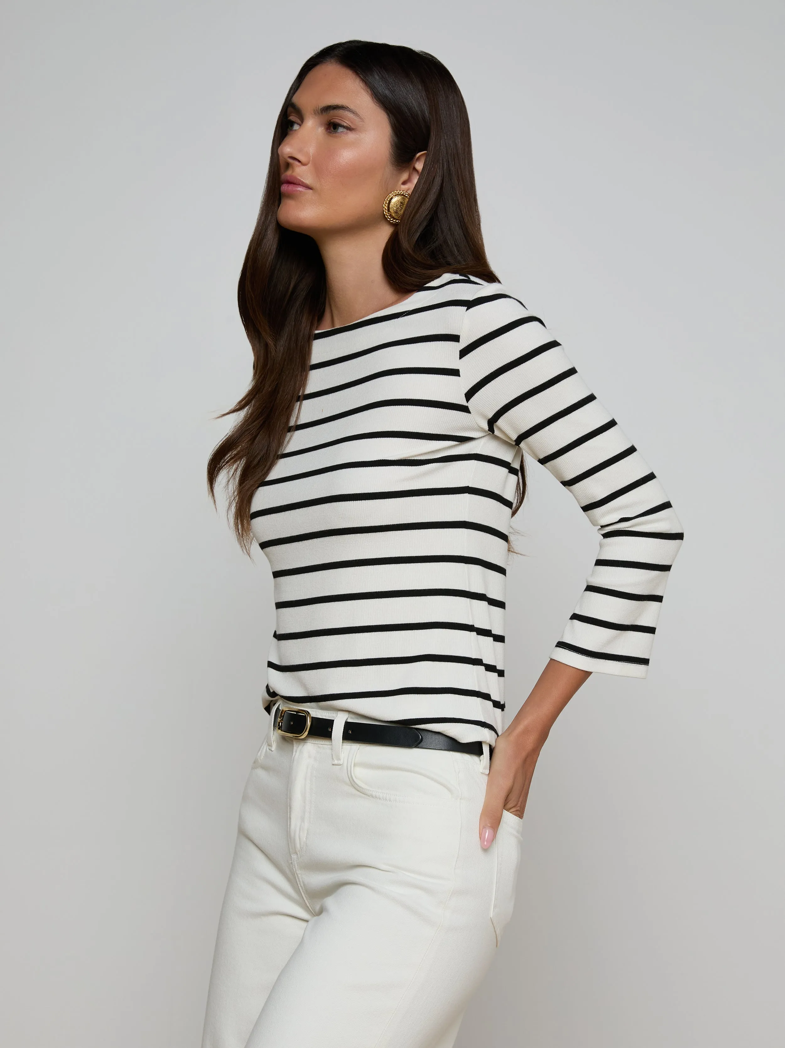 Lucille Striped Boatneck Top sold by L'AGENCE product image thumbnail 2