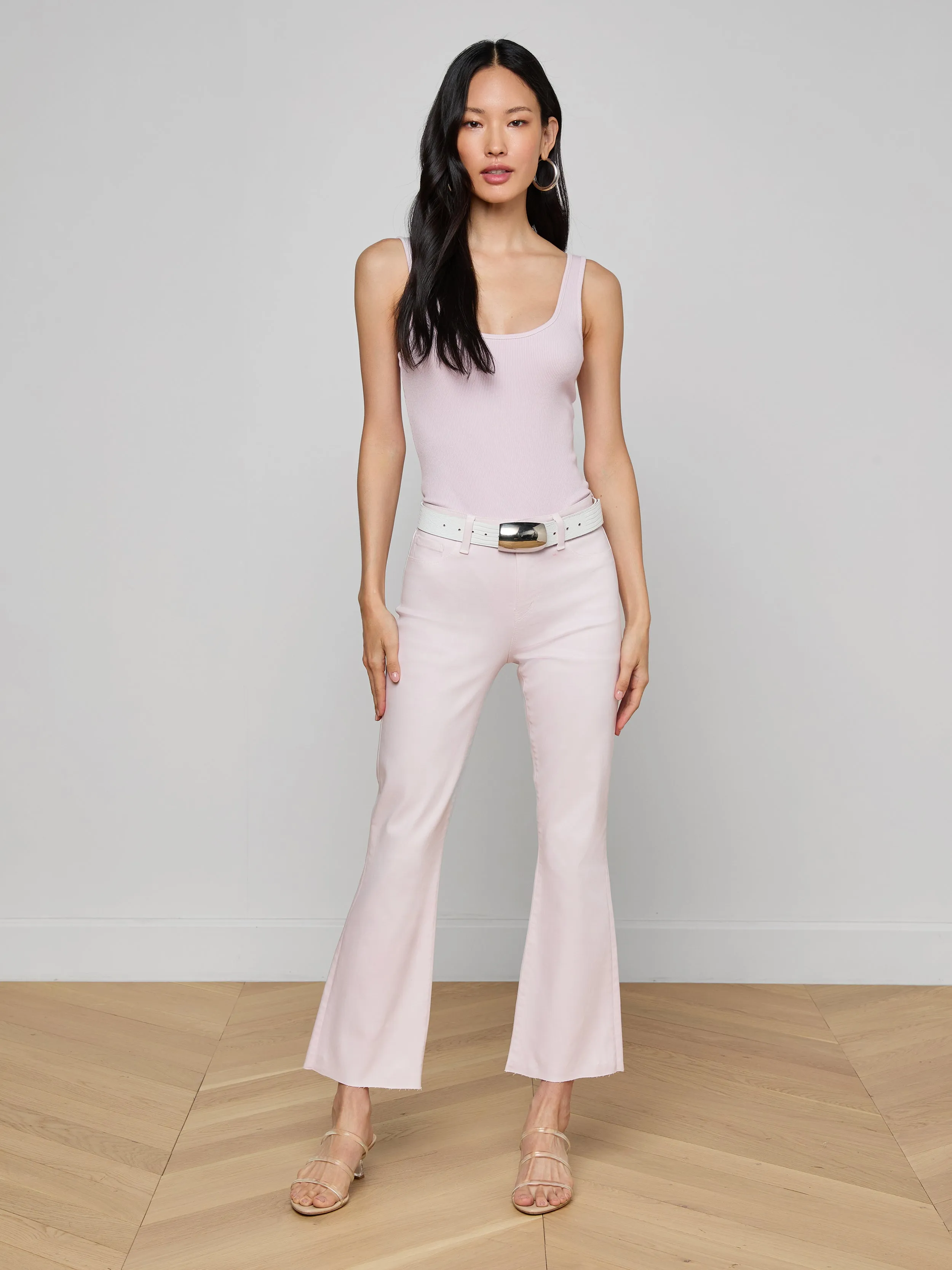 Kendra Coated Cropped Flare Jean sold by L'AGENCE