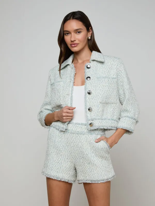 Jia Fringed Tweed Jacket sold by L'AGENCE