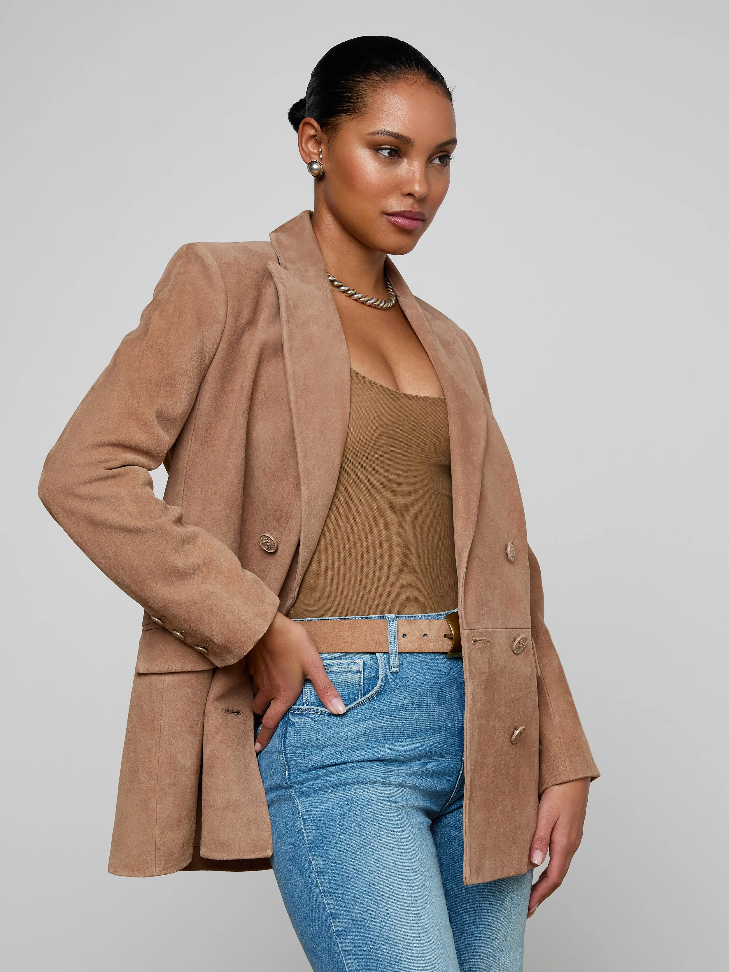 Aimee Oversized Suede Blazer sold by L'AGENCE product image thumbnail 3