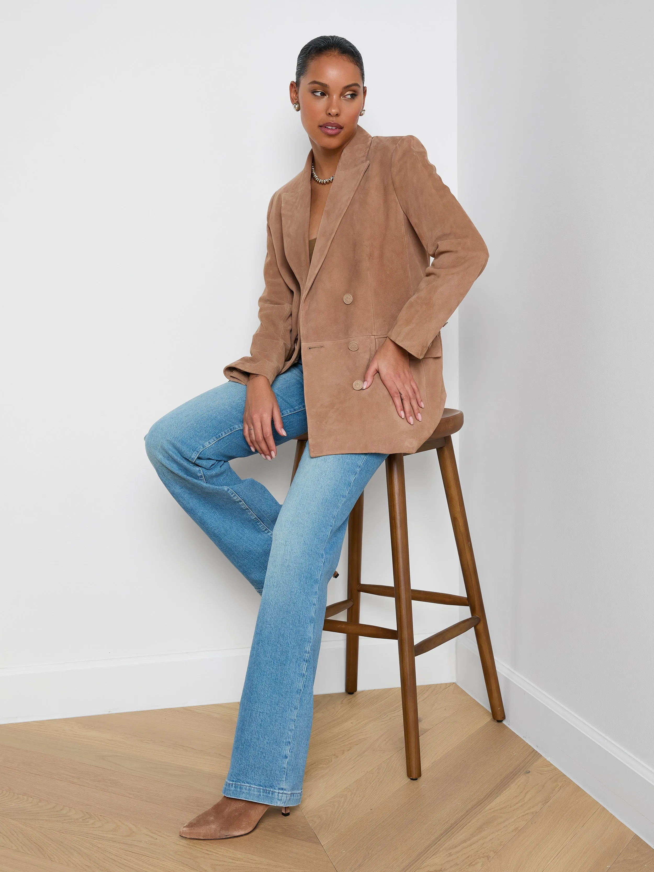 Aimee Oversized Suede Blazer sold by L'AGENCE product image thumbnail 2