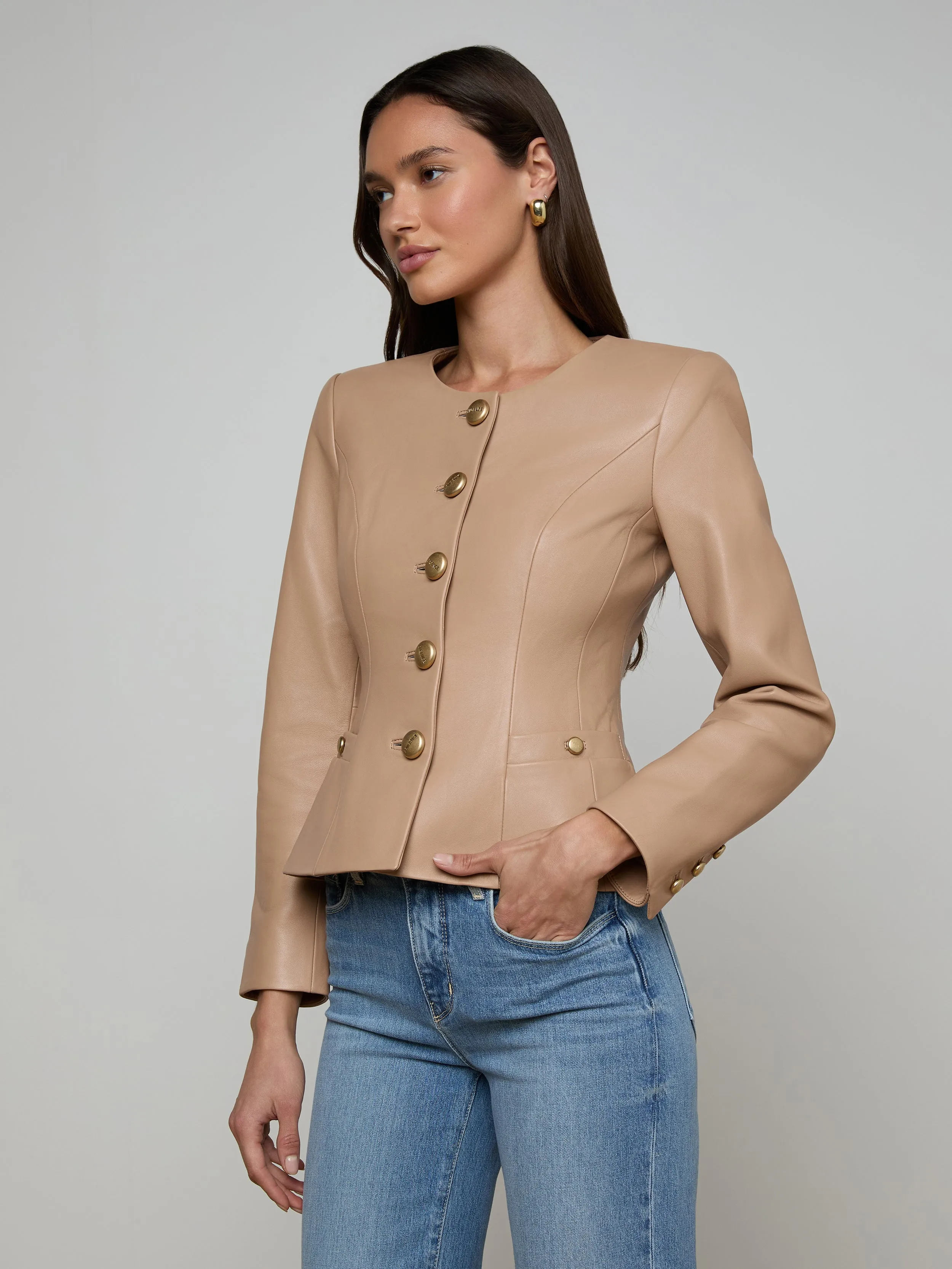Mariella Leather Jacket sold by L'AGENCE product image thumbnail 2
