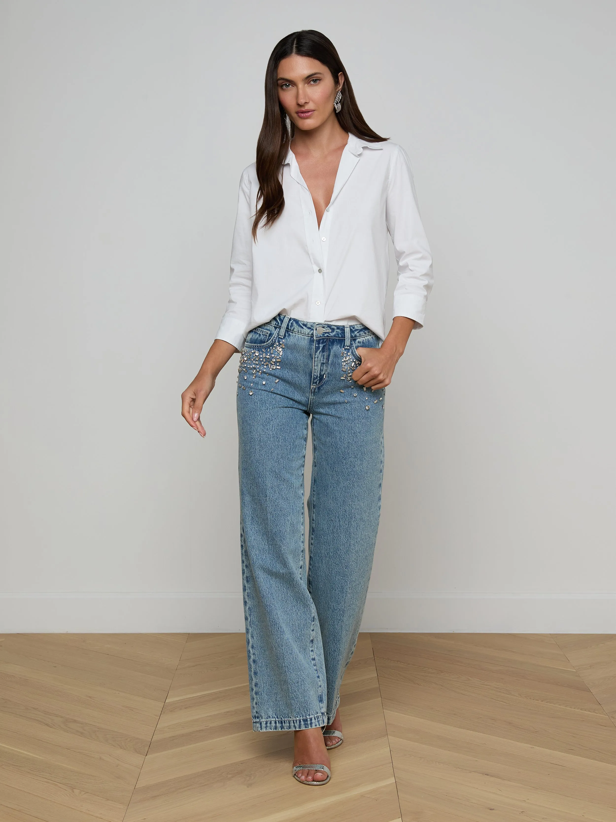 Scottie Embellished Wide-Leg Jean sold by L'AGENCE product image thumbnail 3