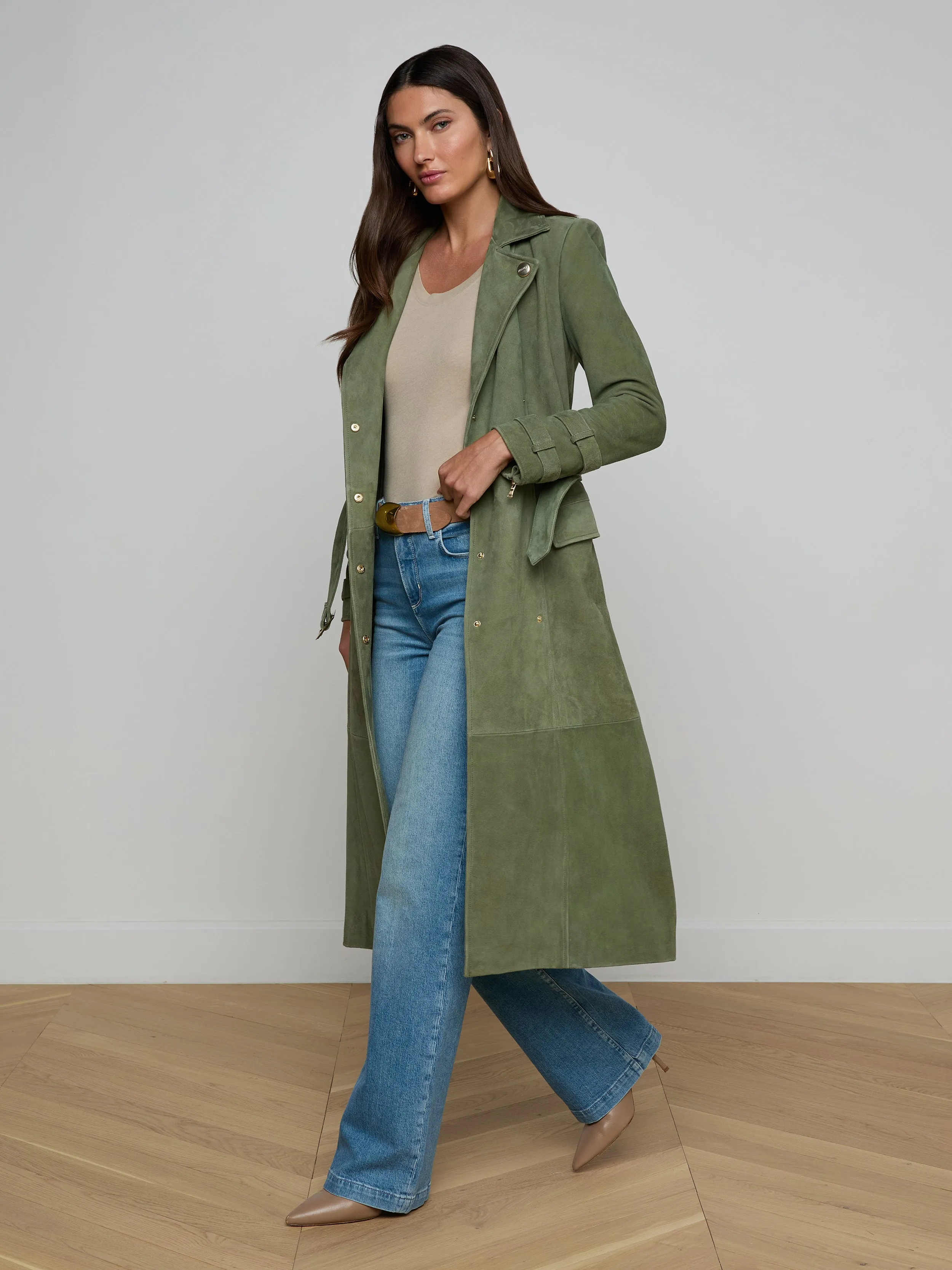 Celina Suede Trench Coat sold by L'AGENCE product image thumbnail 4
