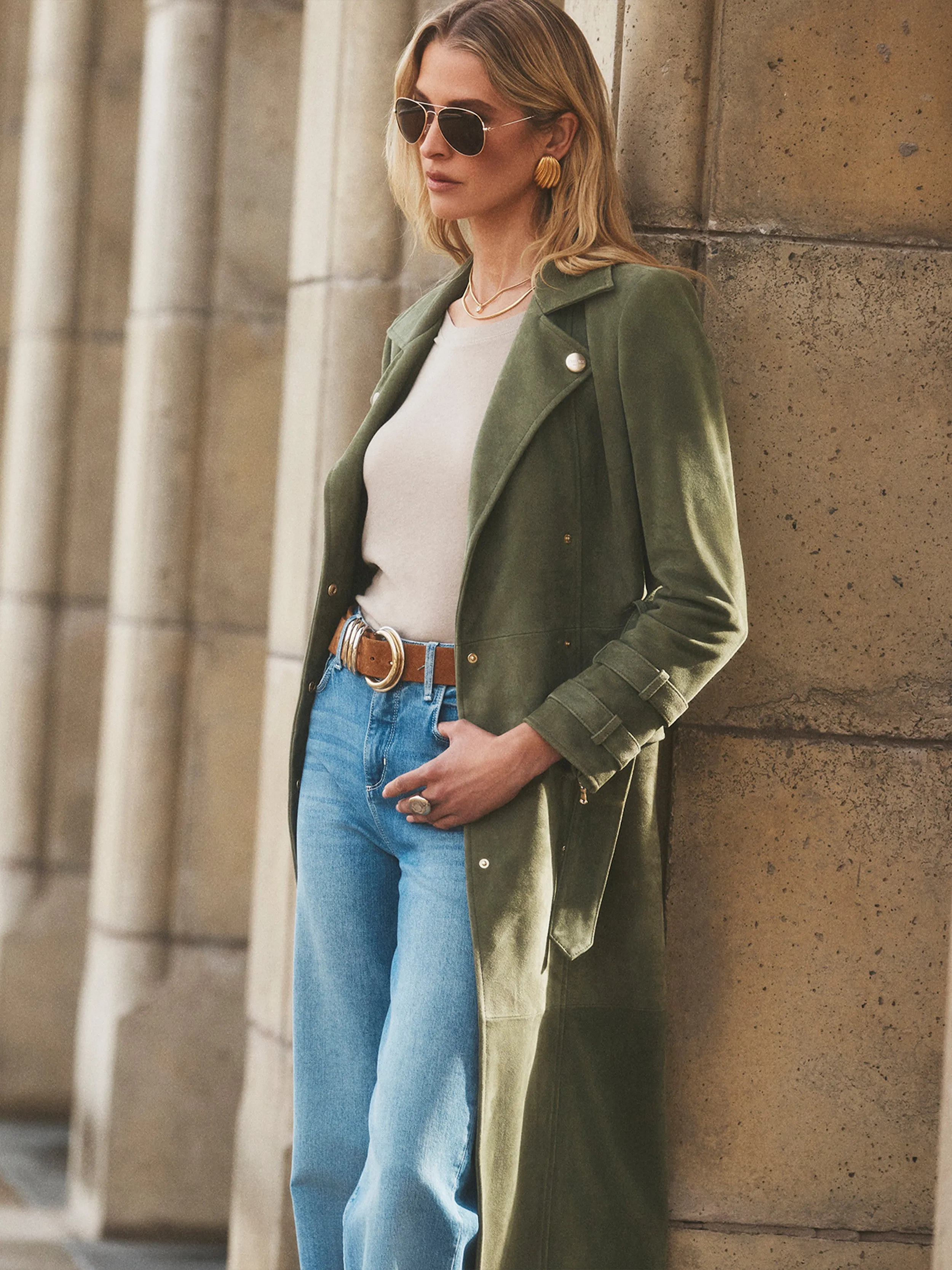 Celina Suede Trench Coat sold by L'AGENCE