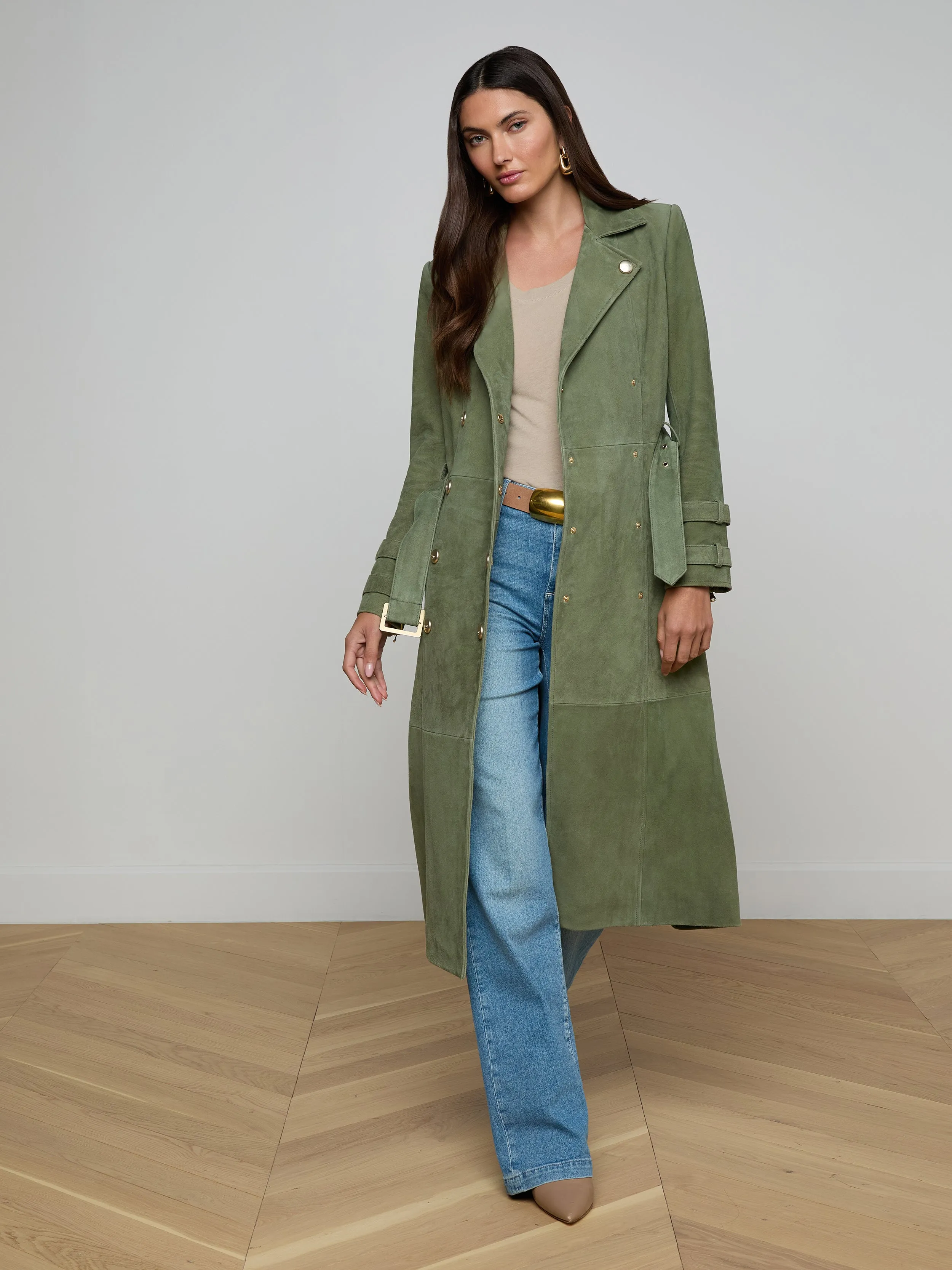 Celina Suede Trench Coat sold by L'AGENCE product image thumbnail 3