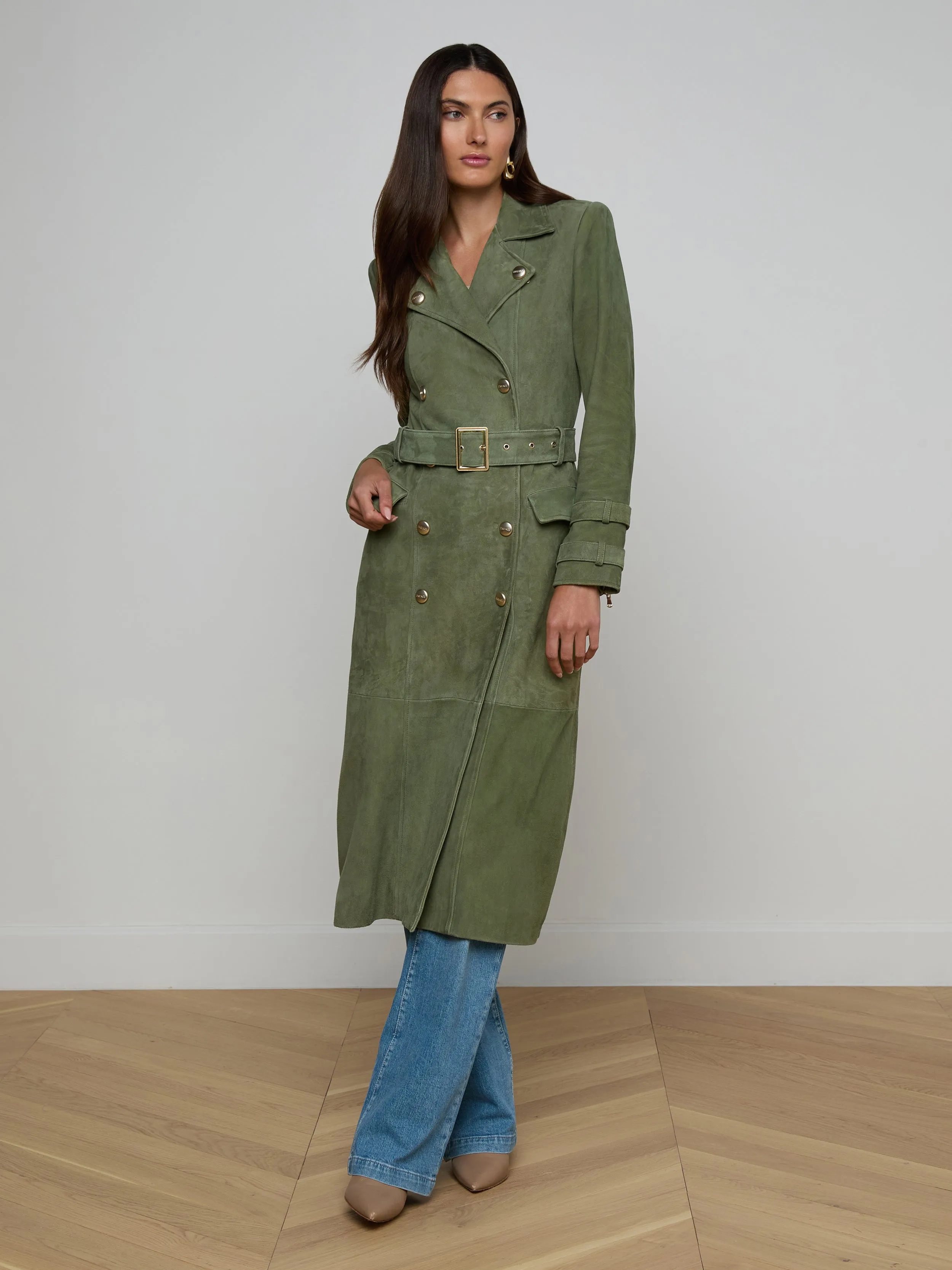 Celina Suede Trench Coat sold by L'AGENCE product image thumbnail 2