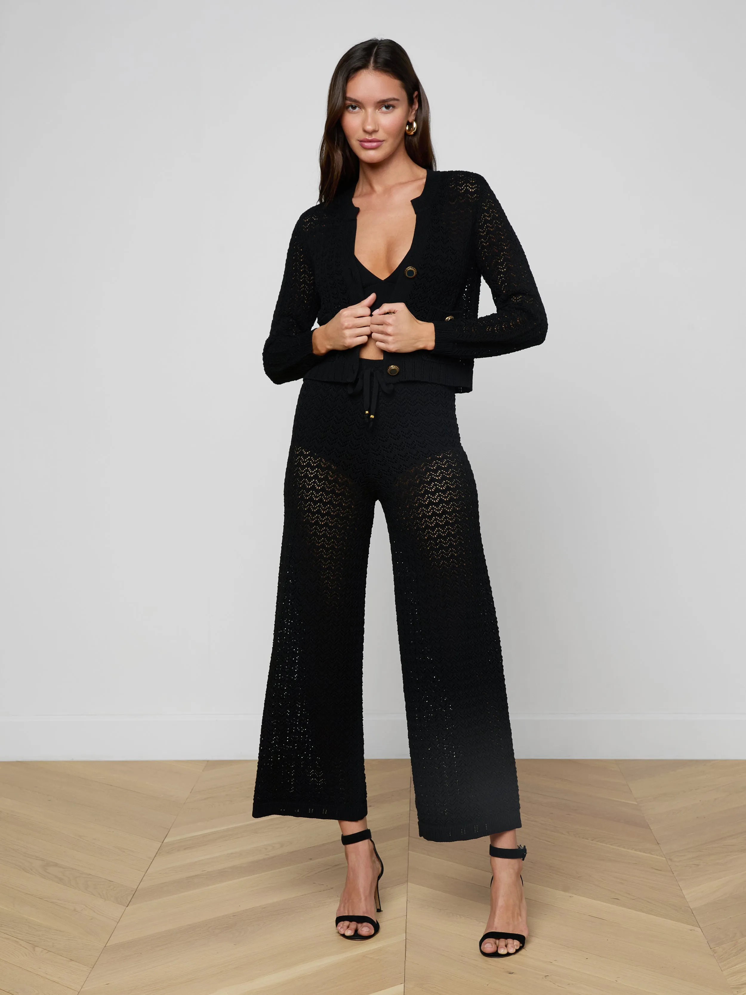 Orla Pointelle Knit Cardigan sold by L'AGENCE product image thumbnail 3