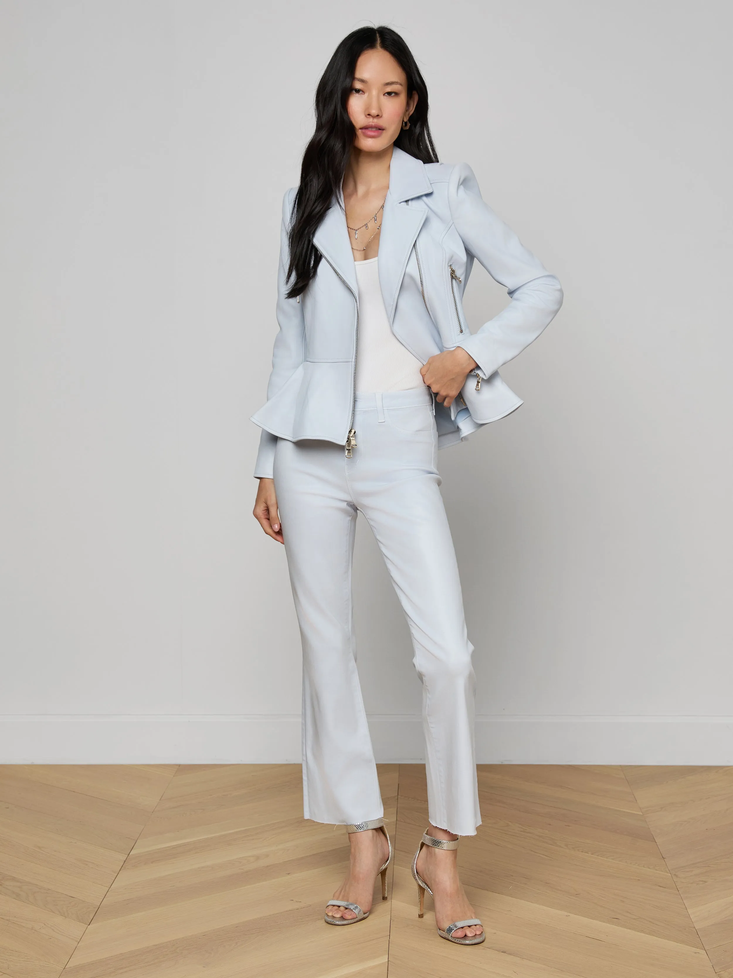 Lyric Peplum Biker Jacket sold by L'AGENCE product image thumbnail 5