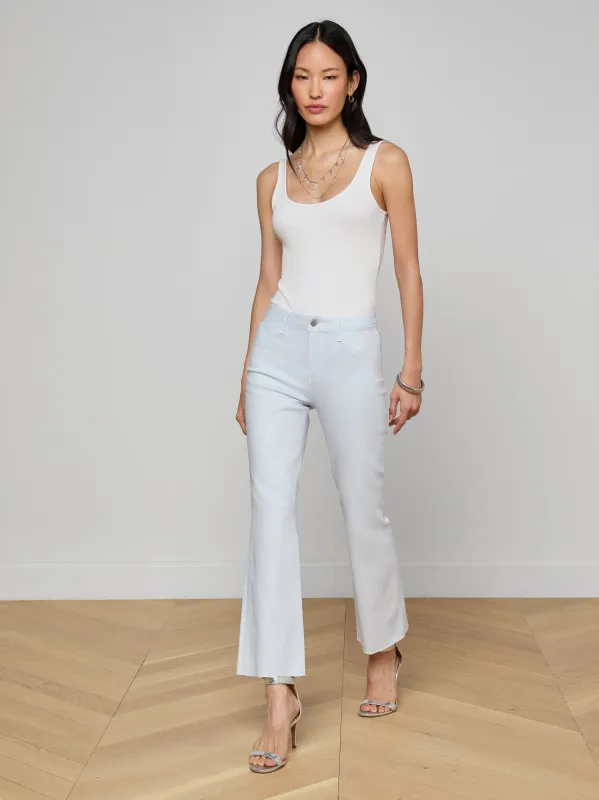 Kendra Coated Cropped Flare Jean sold by L'AGENCE