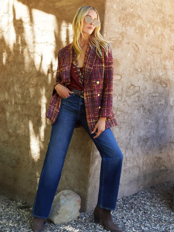 Image - Aimee Tweed Blazer in red pink sold by L'AGENCE