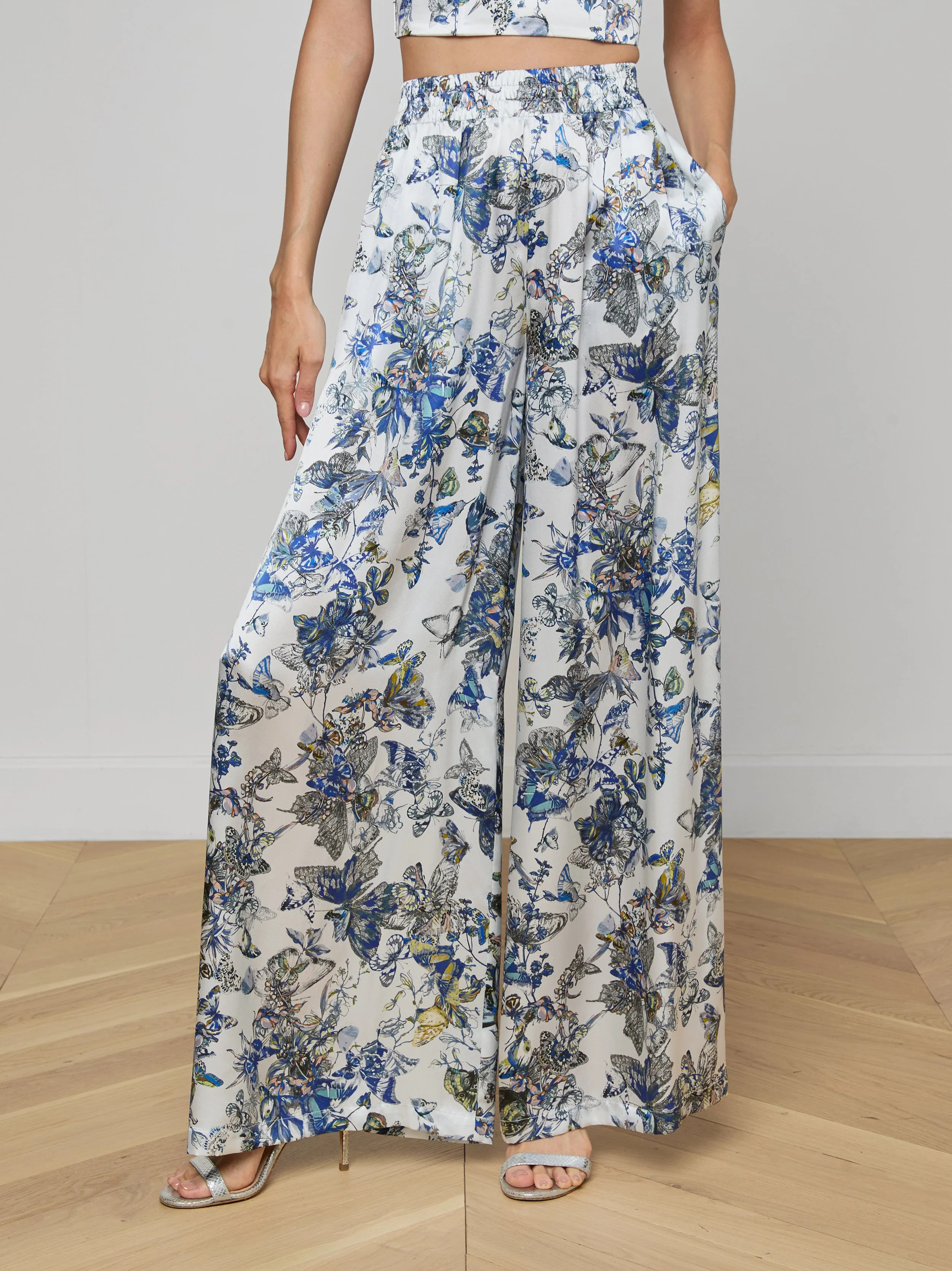 Lillian Silk Wide-Leg Pant sold by L'AGENCE product image thumbnail 3