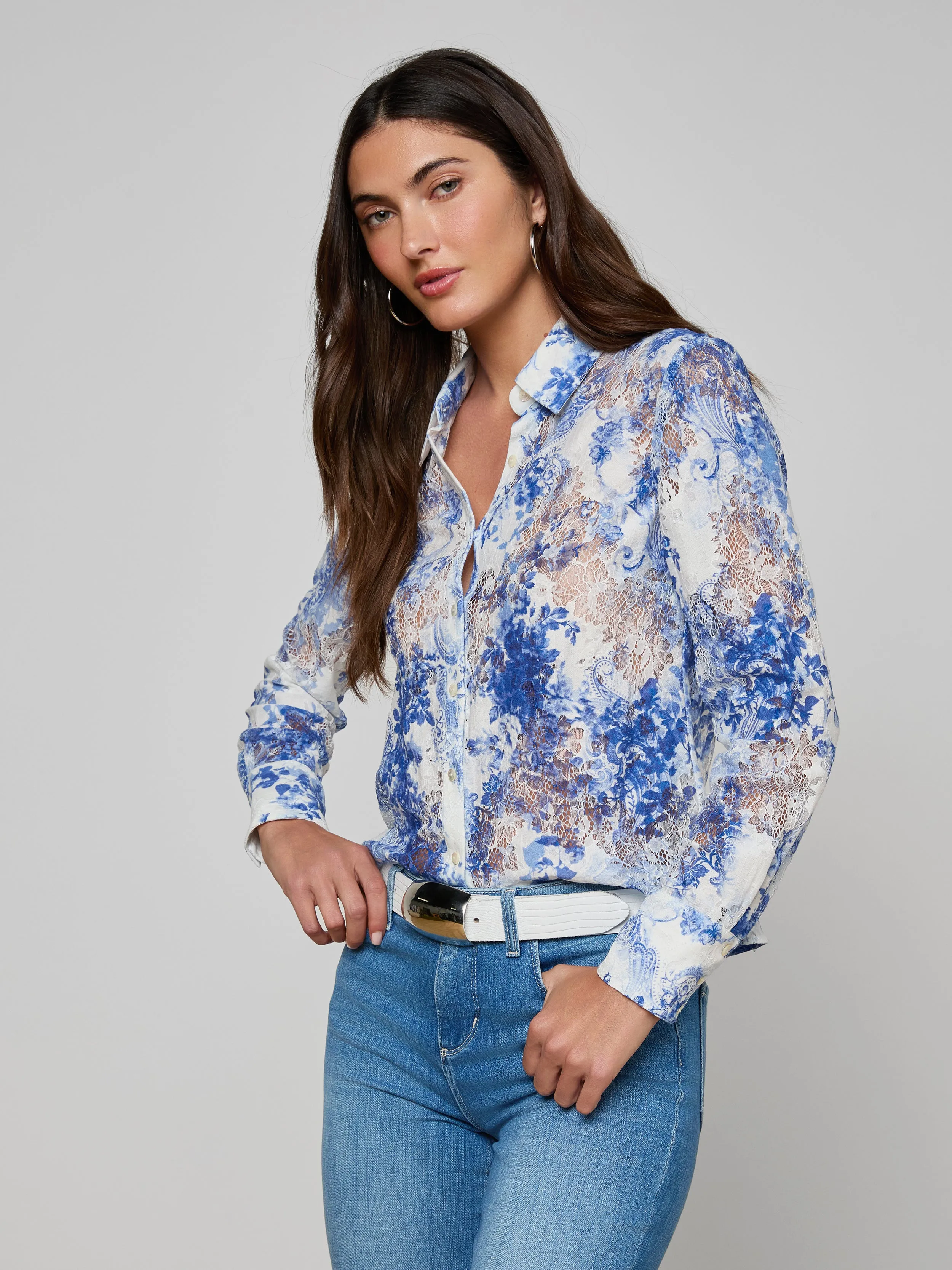 Maia Lace Blouse sold by L'AGENCE product image thumbnail 3
