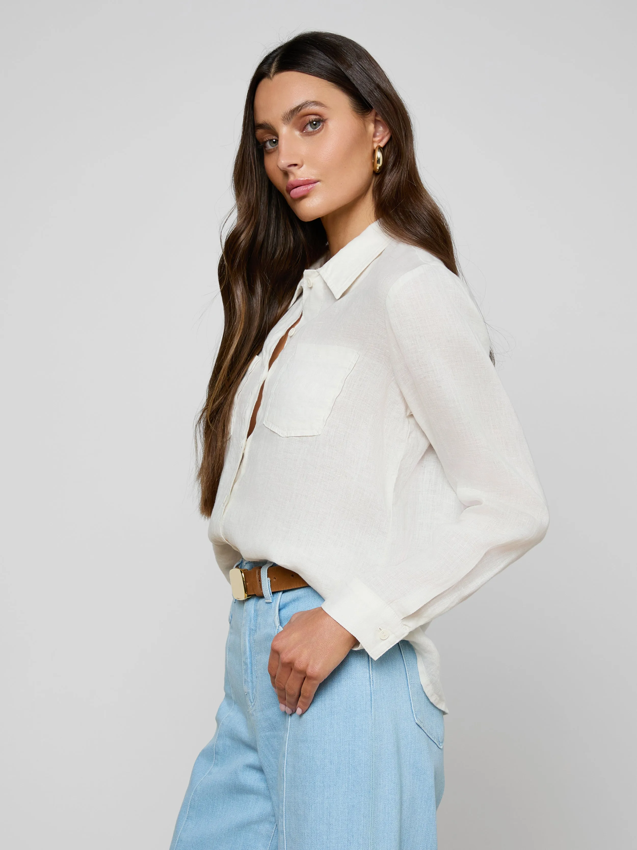 Isla Linen Shirt sold by L'AGENCE product image thumbnail 3