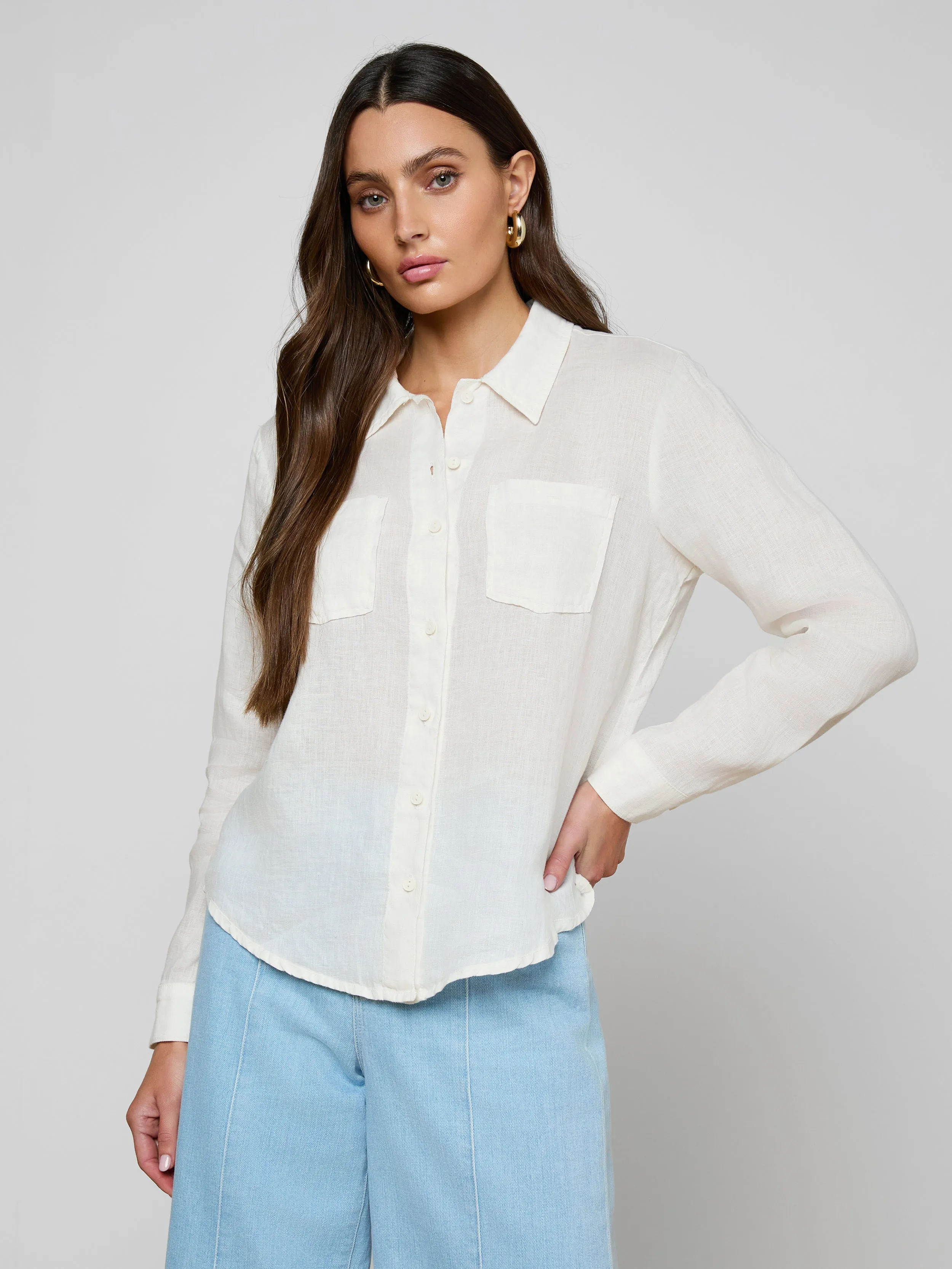 Isla Linen Shirt sold by L'AGENCE product image thumbnail 2
