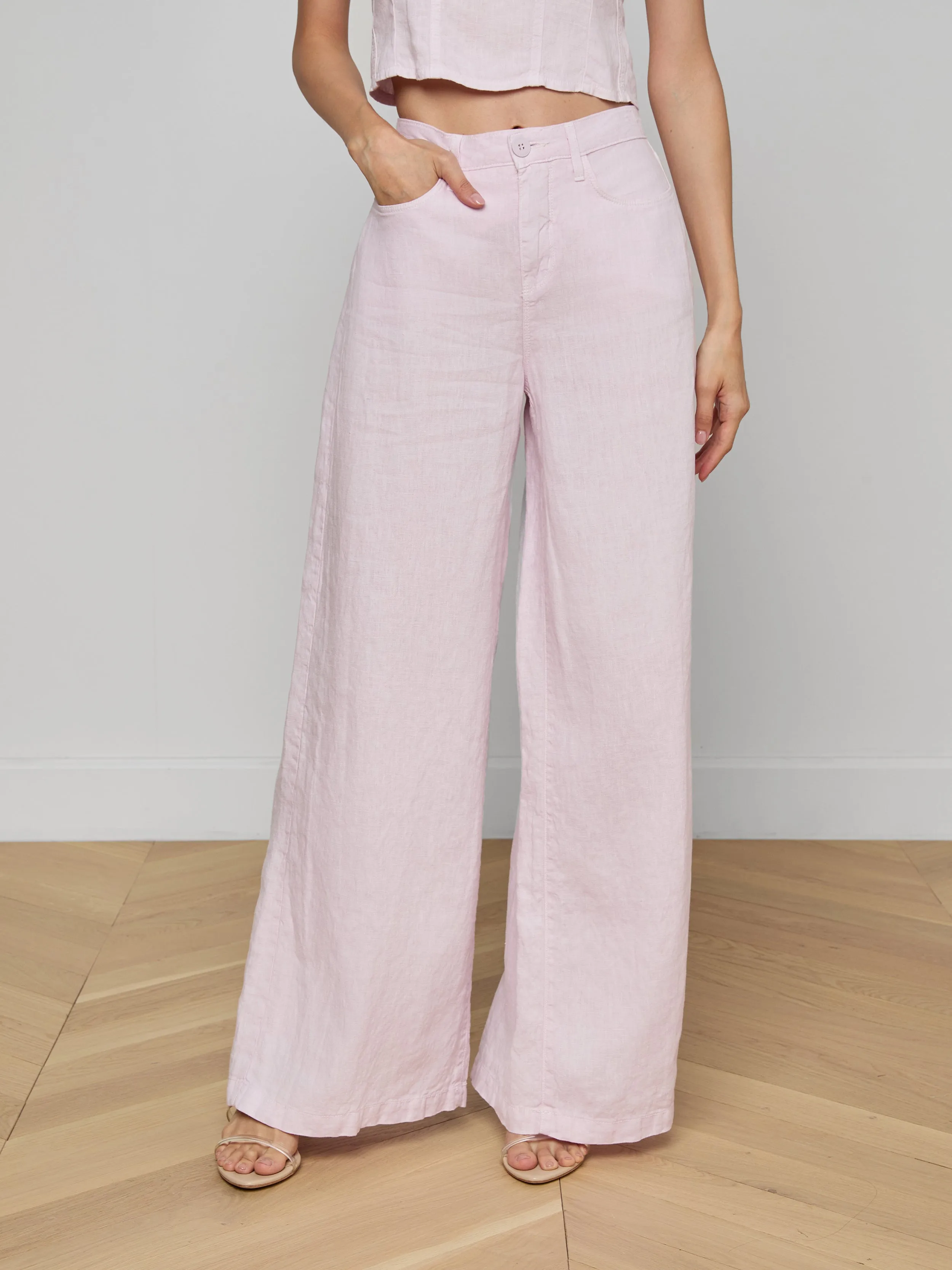 Amara Linen Wide-Leg Pant sold by L'AGENCE product image thumbnail 3