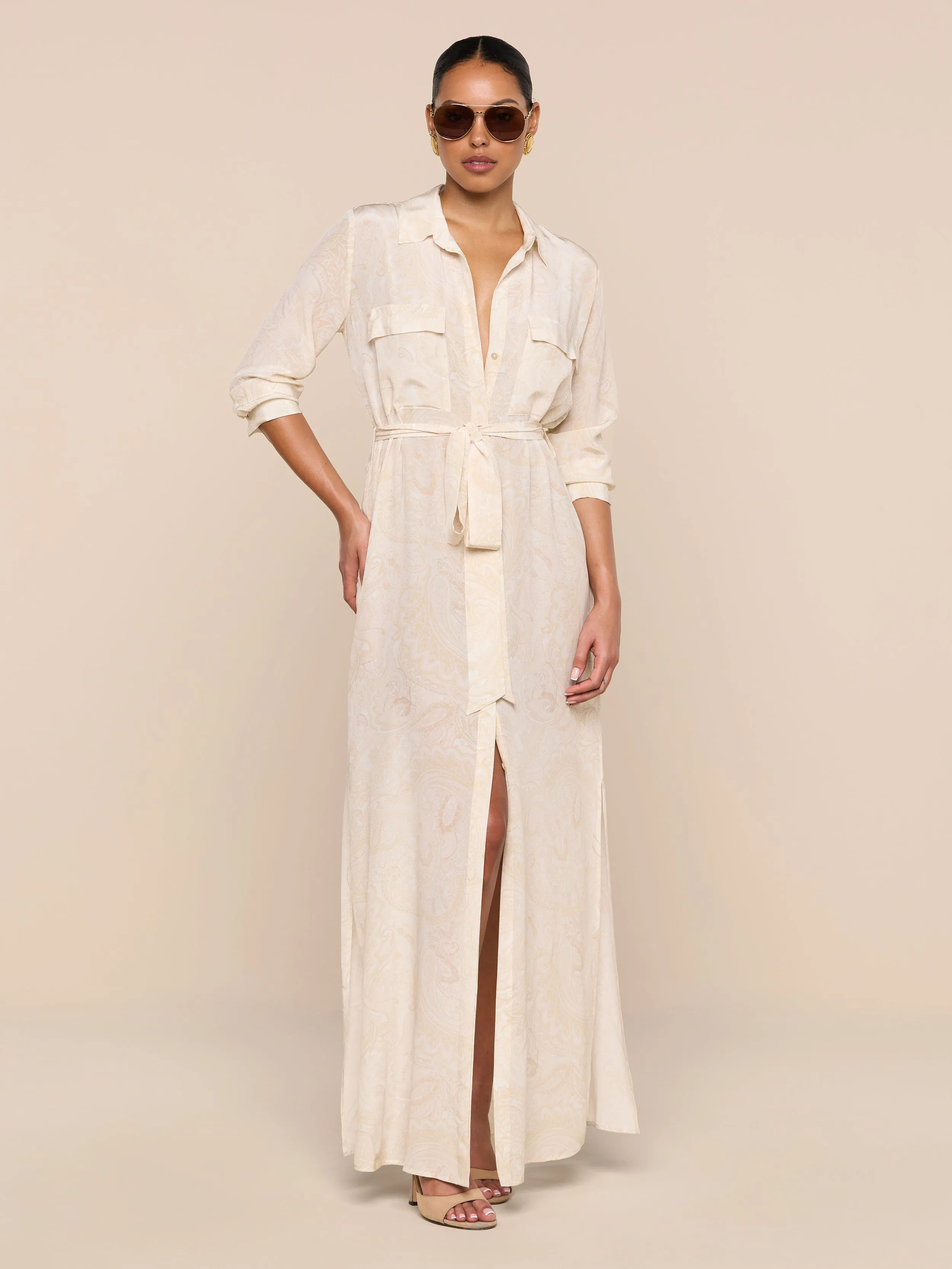 Cameron Silk Shirt Dress sold by L'AGENCE product image thumbnail 3