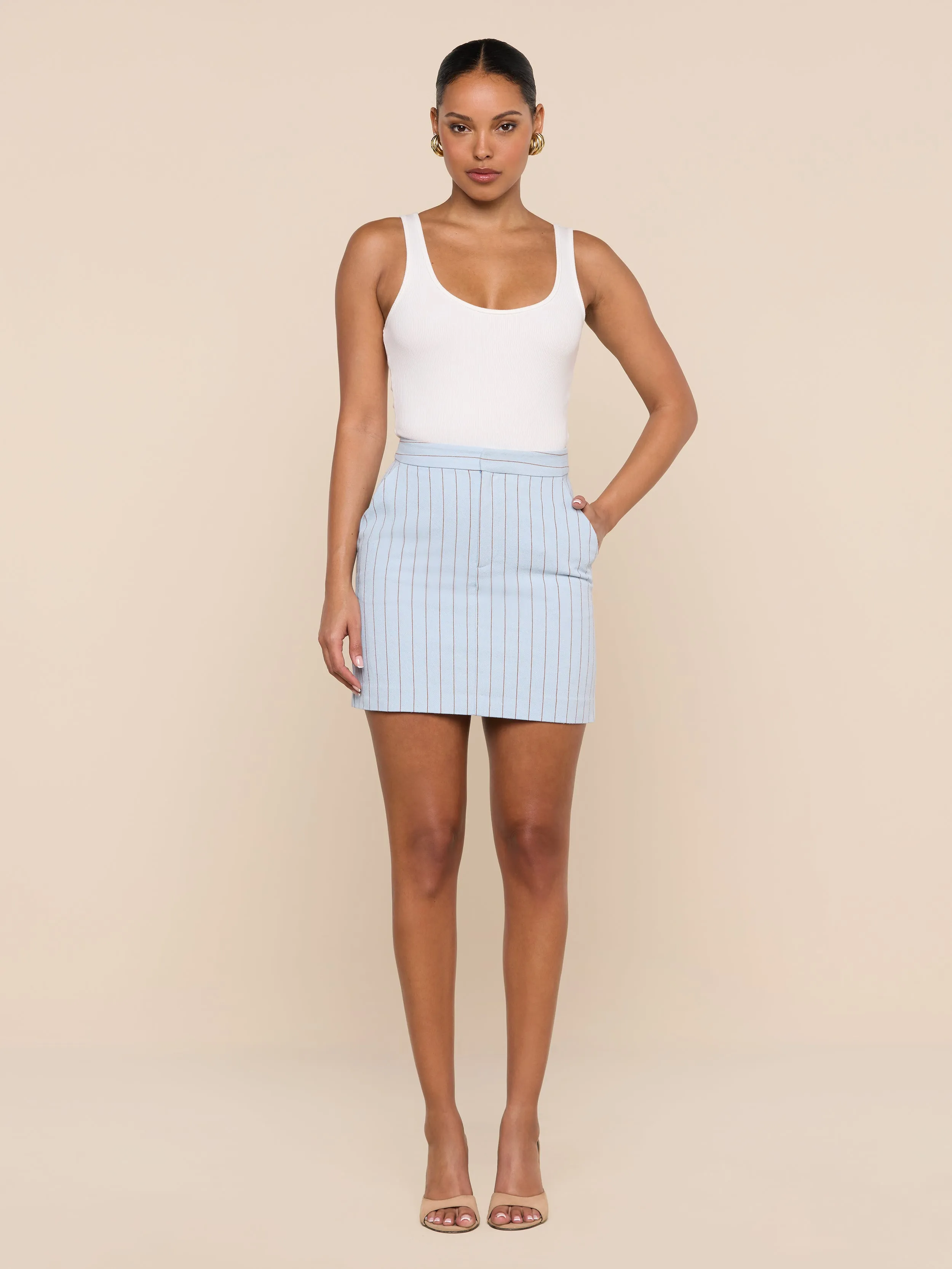 Vera Pinstriped Mini Skirt sold by L'AGENCE product image thumbnail 2