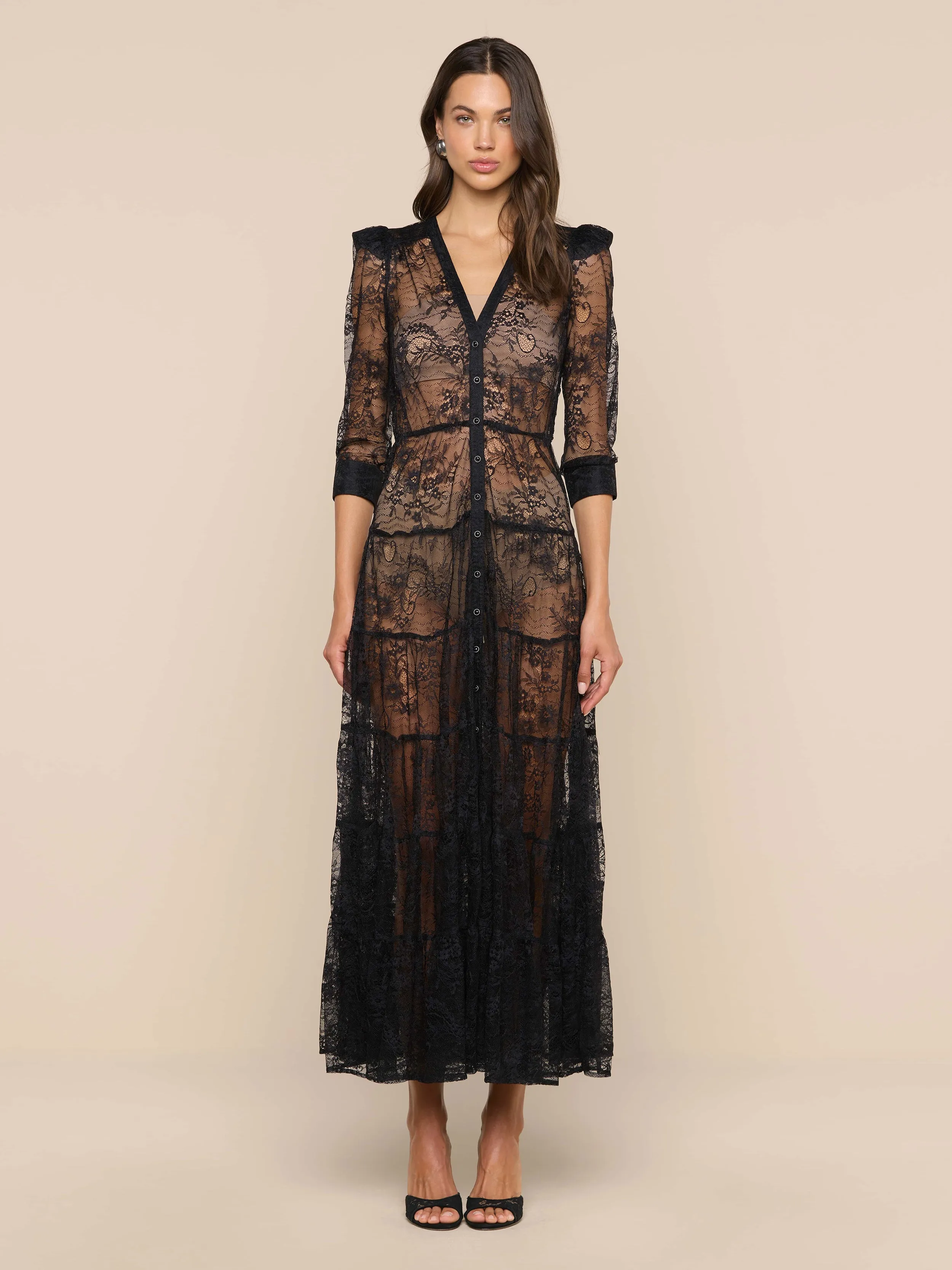 Seraphina Lace Tiered Maxi Dress sold by L'AGENCE