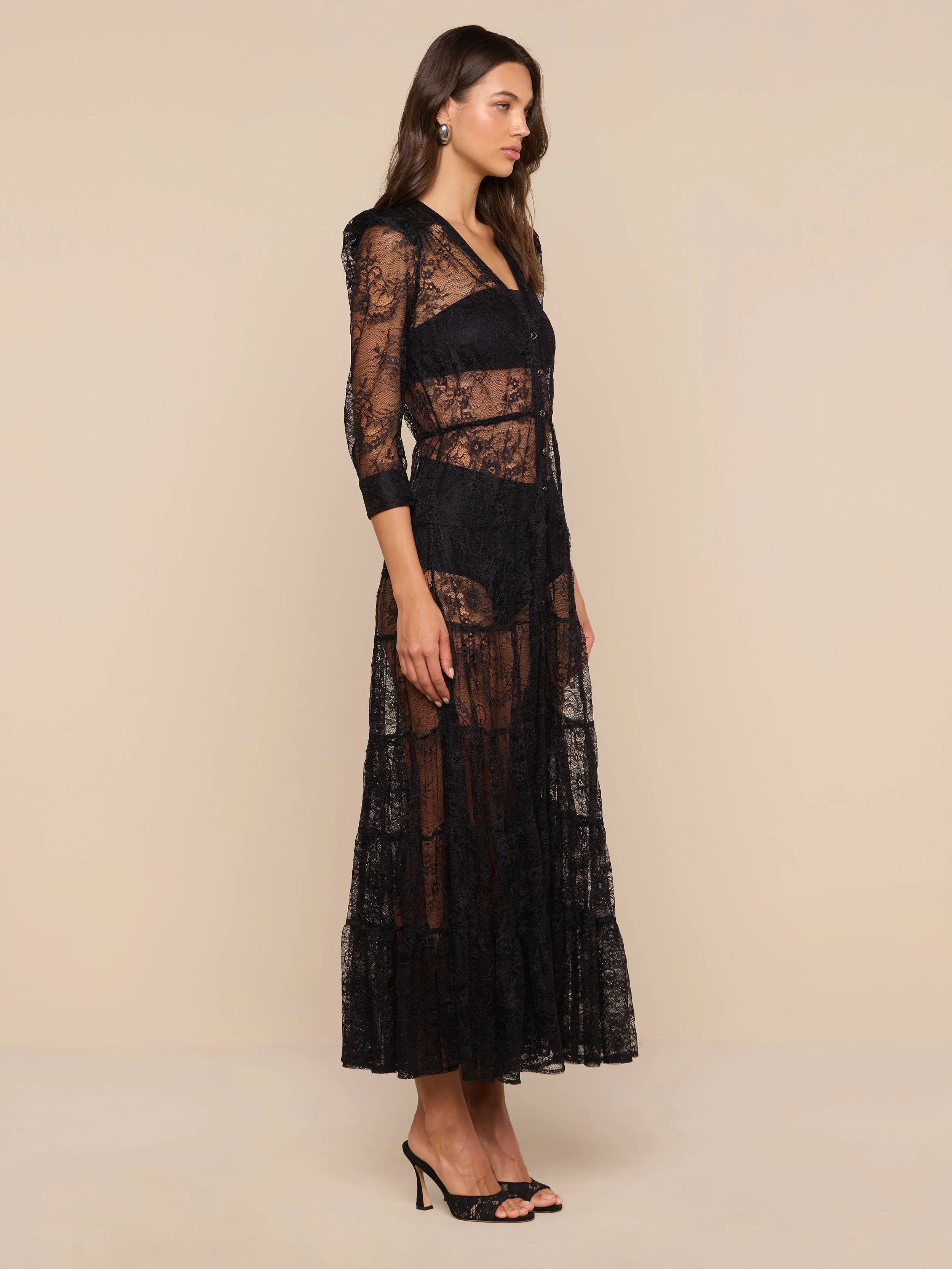 Seraphina Lace Tiered Maxi Dress sold by L'AGENCE product image thumbnail 4