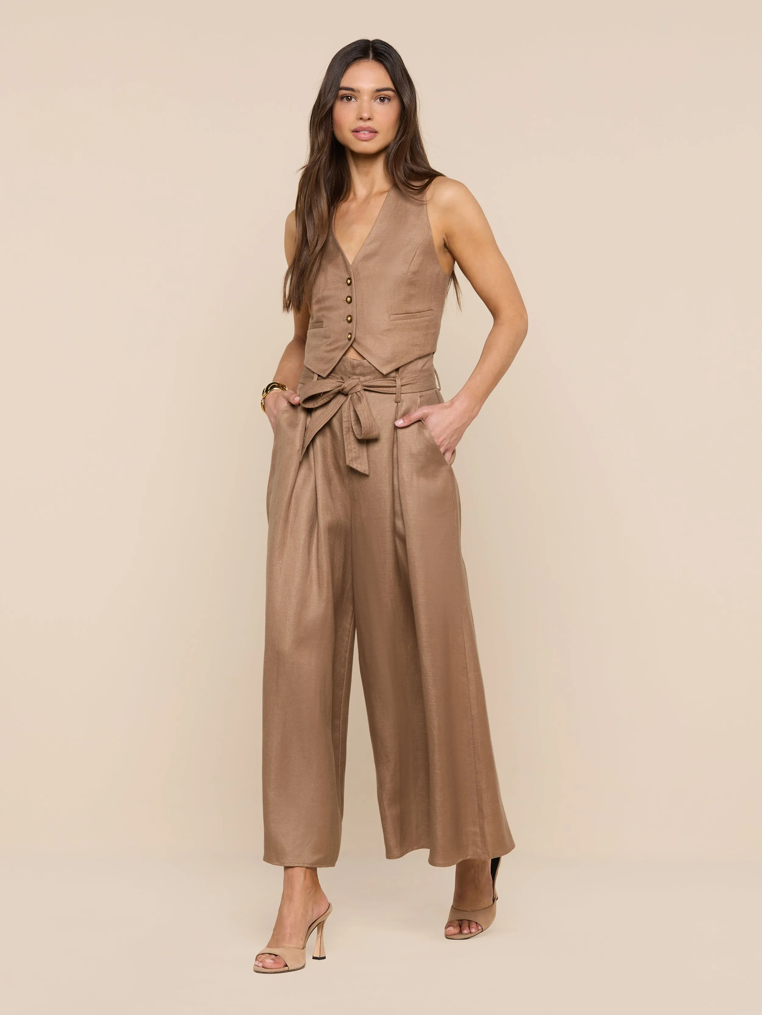 Lowen Linen-Blend Pant sold by L'AGENCE product image thumbnail 2