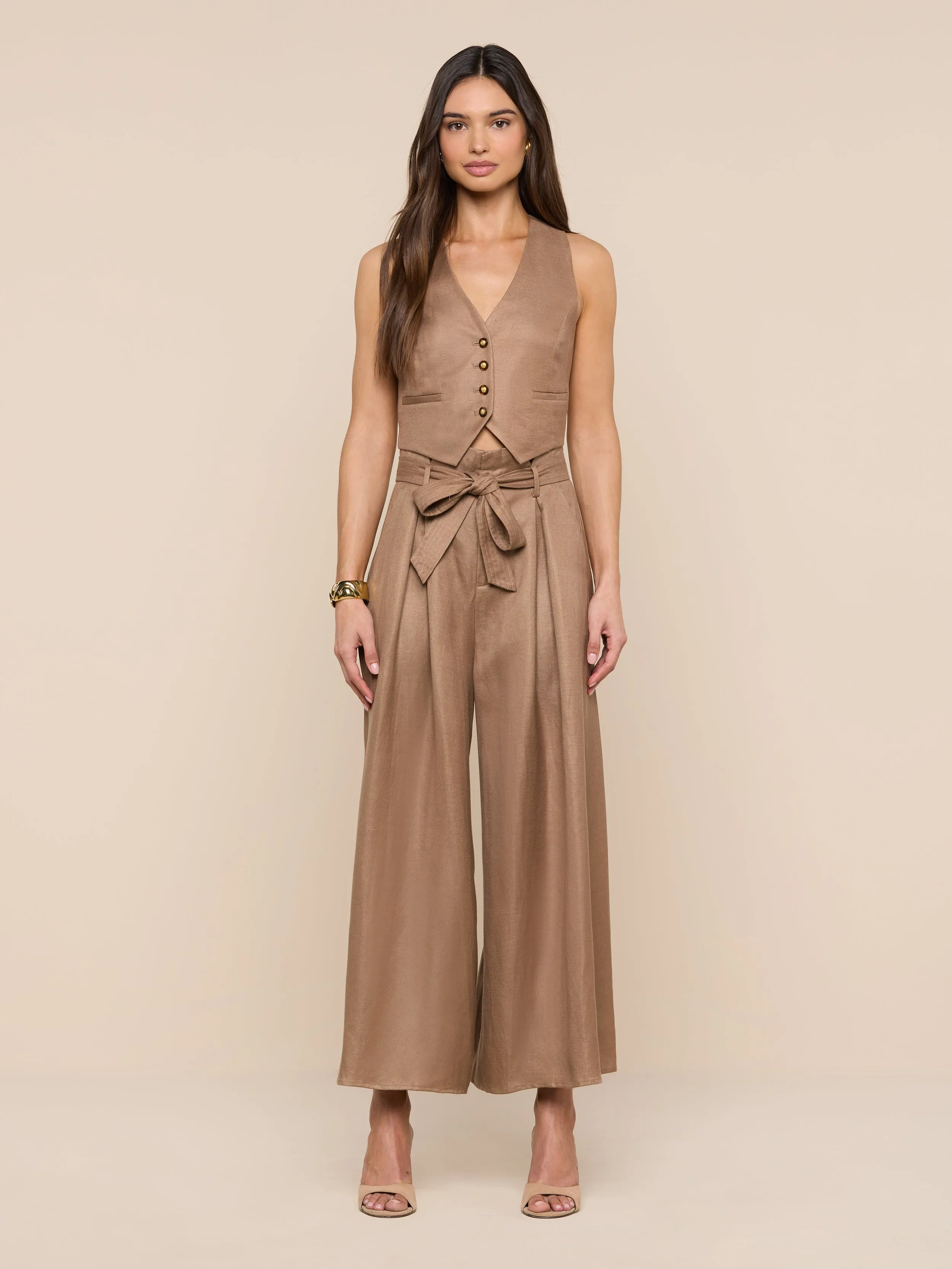 Lowen Linen-Blend Pant sold by L'AGENCE