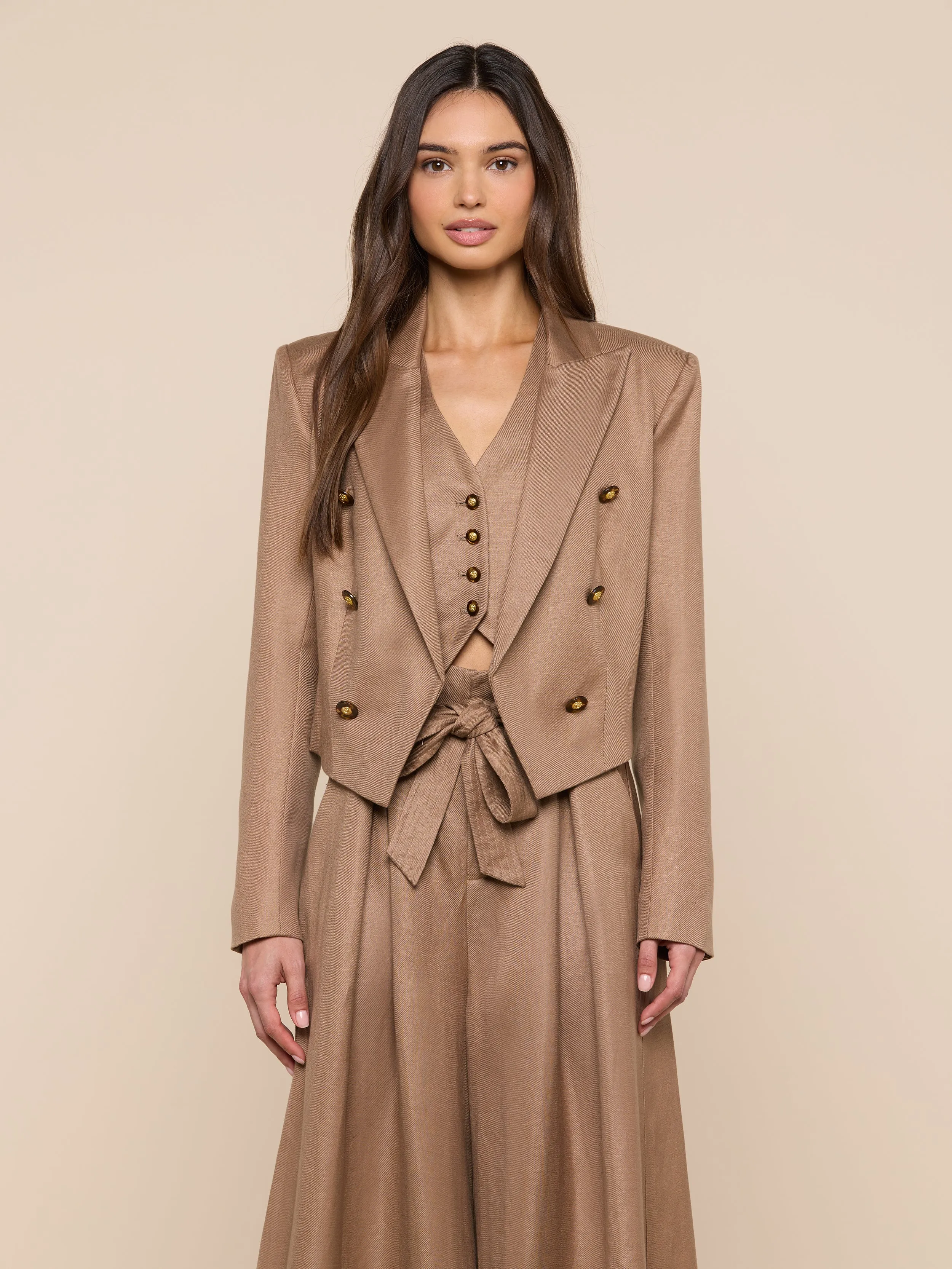 Lila Linen-Blend Blazer sold by L'AGENCE