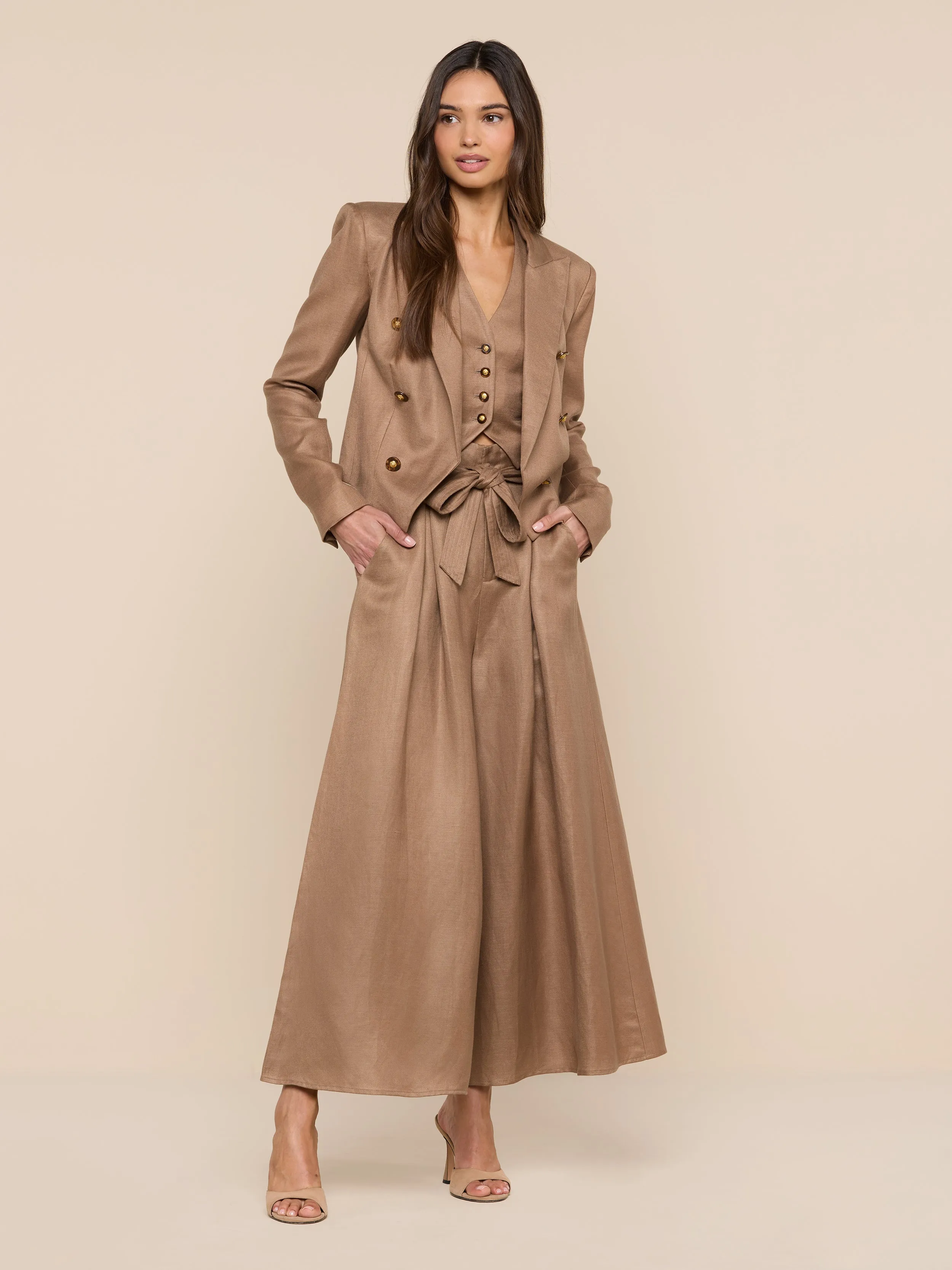 Lila Linen-Blend Blazer sold by L'AGENCE product image thumbnail 4