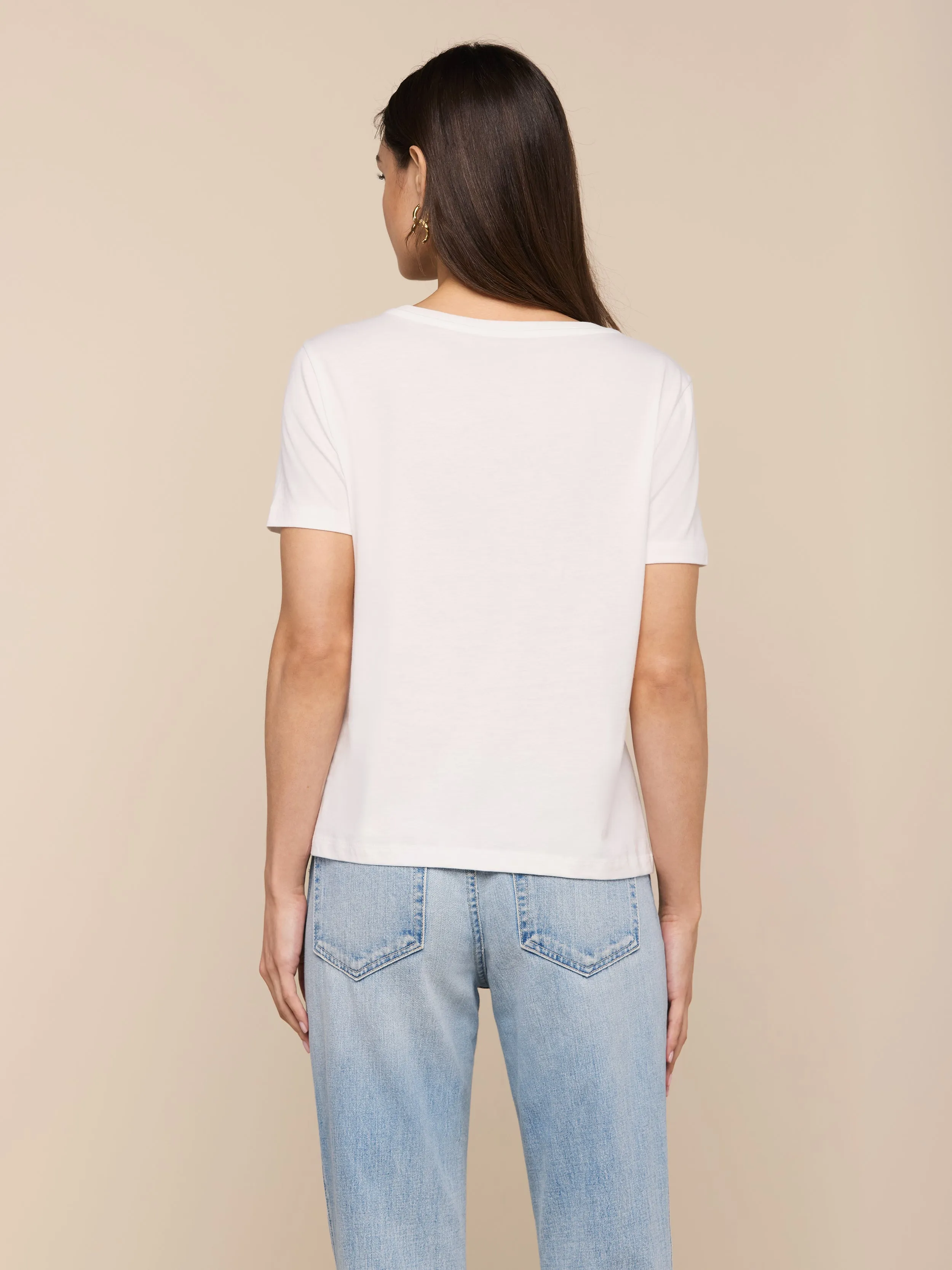 Brianna Cotton V-Neck Tee sold by L'AGENCE product image thumbnail 5