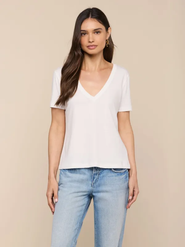 Brianna Cotton V-Neck Tee made by L'AGENCE