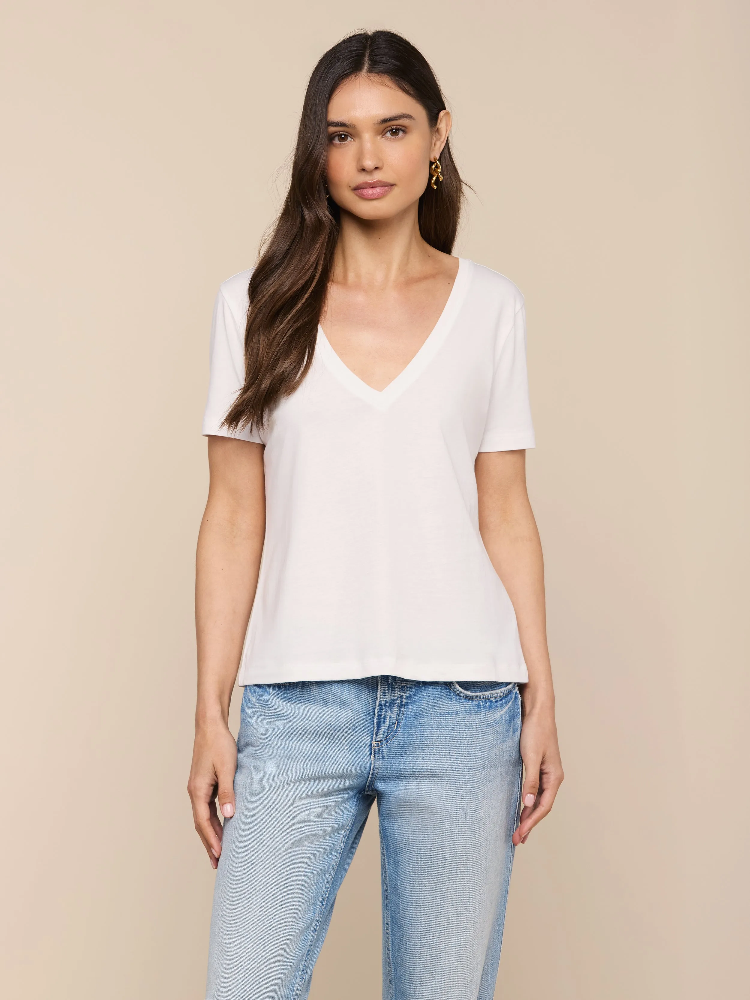 Brianna Cotton V-Neck Tee sold by L'AGENCE