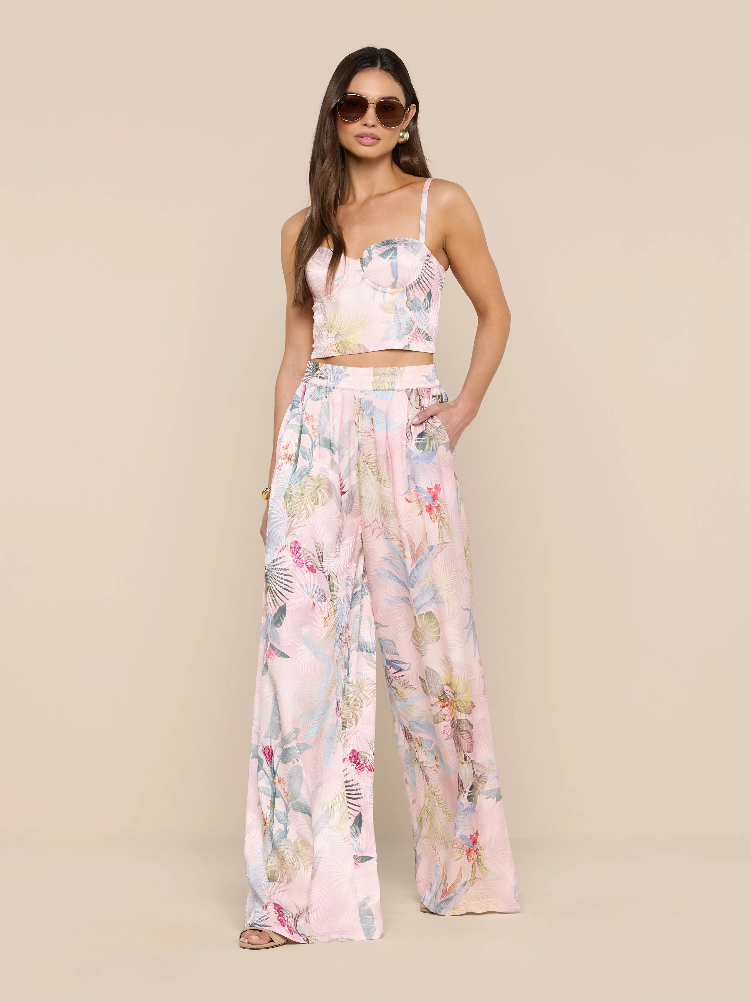 Lillian Satin Wide-Leg Pant sold by L'AGENCE