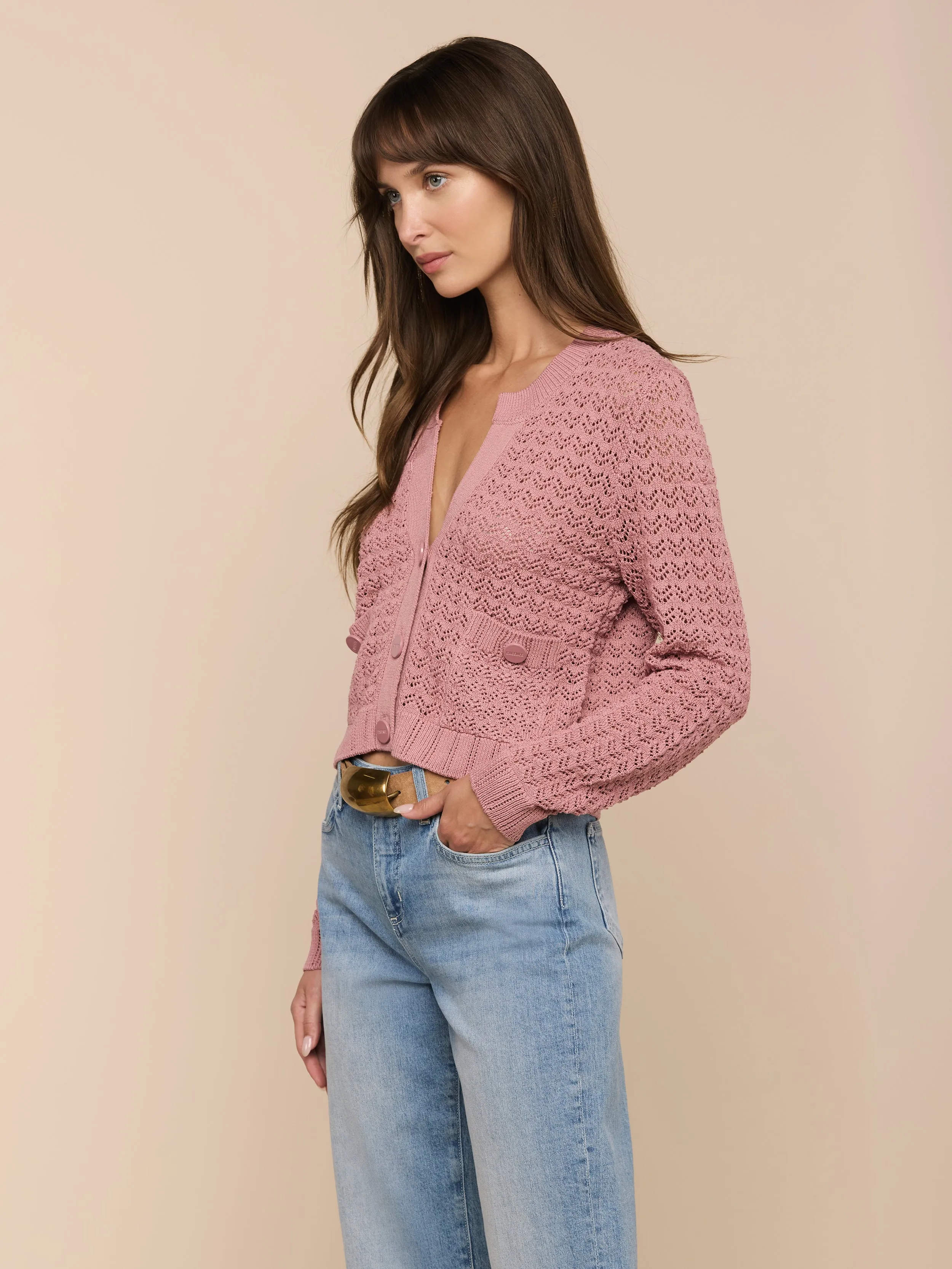 Orla Pointelle Knit Cardigan sold by L'AGENCE product image thumbnail 2