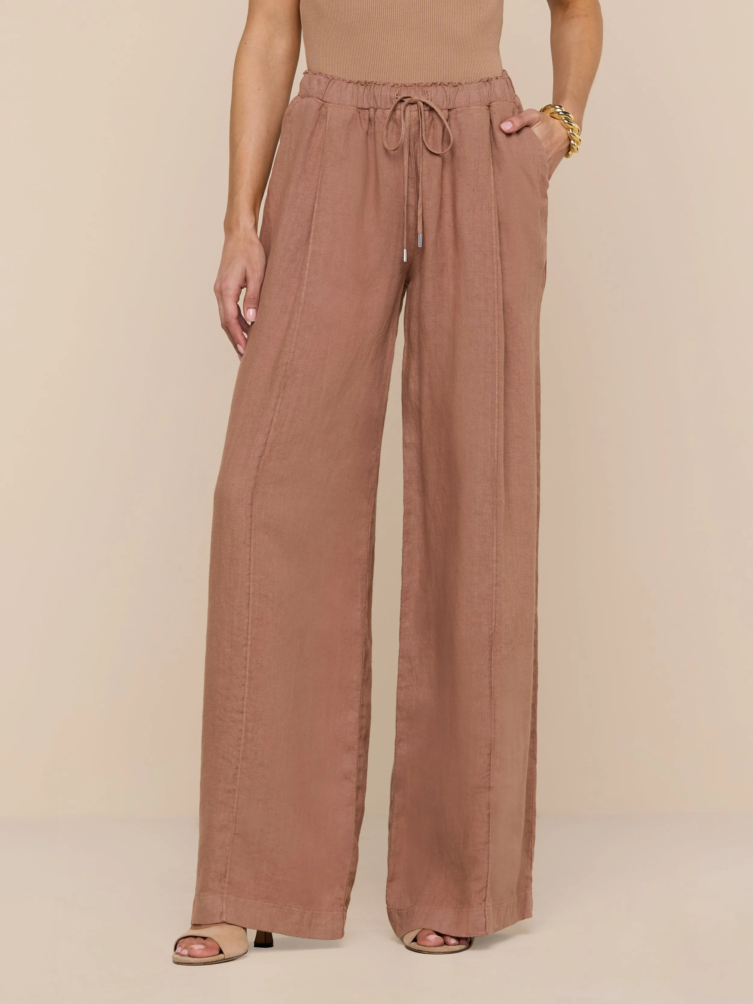 Connie Linen Drawstring Trouser sold by L'AGENCE product image thumbnail 3