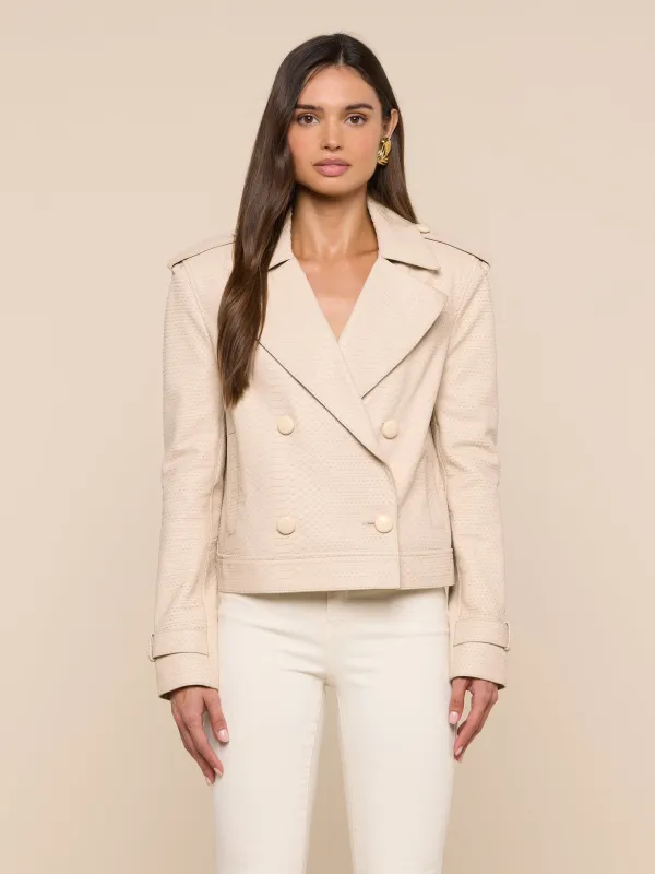 Xoey Cropped Leather Trench Coat made by L'AGENCE