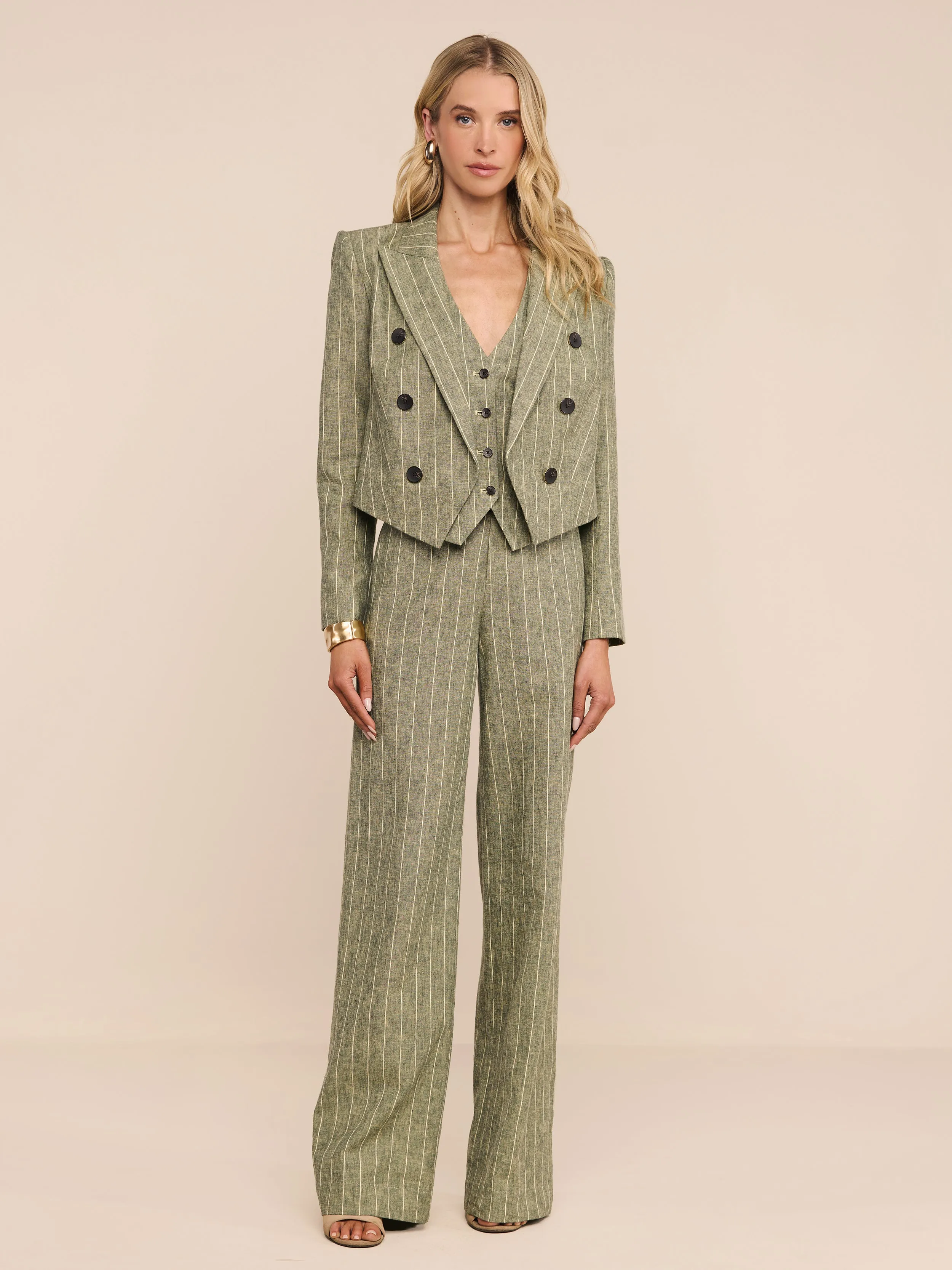 Lila Linen-Blend Blazer sold by L'AGENCE product image thumbnail 5