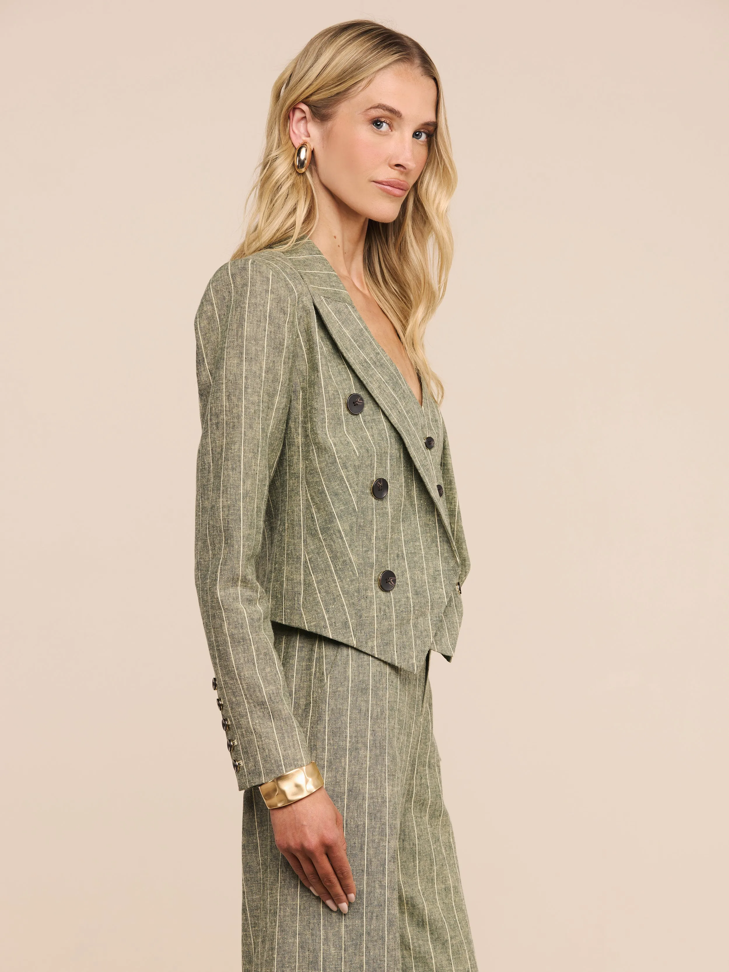 Lila Linen-Blend Blazer sold by L'AGENCE product image thumbnail 2