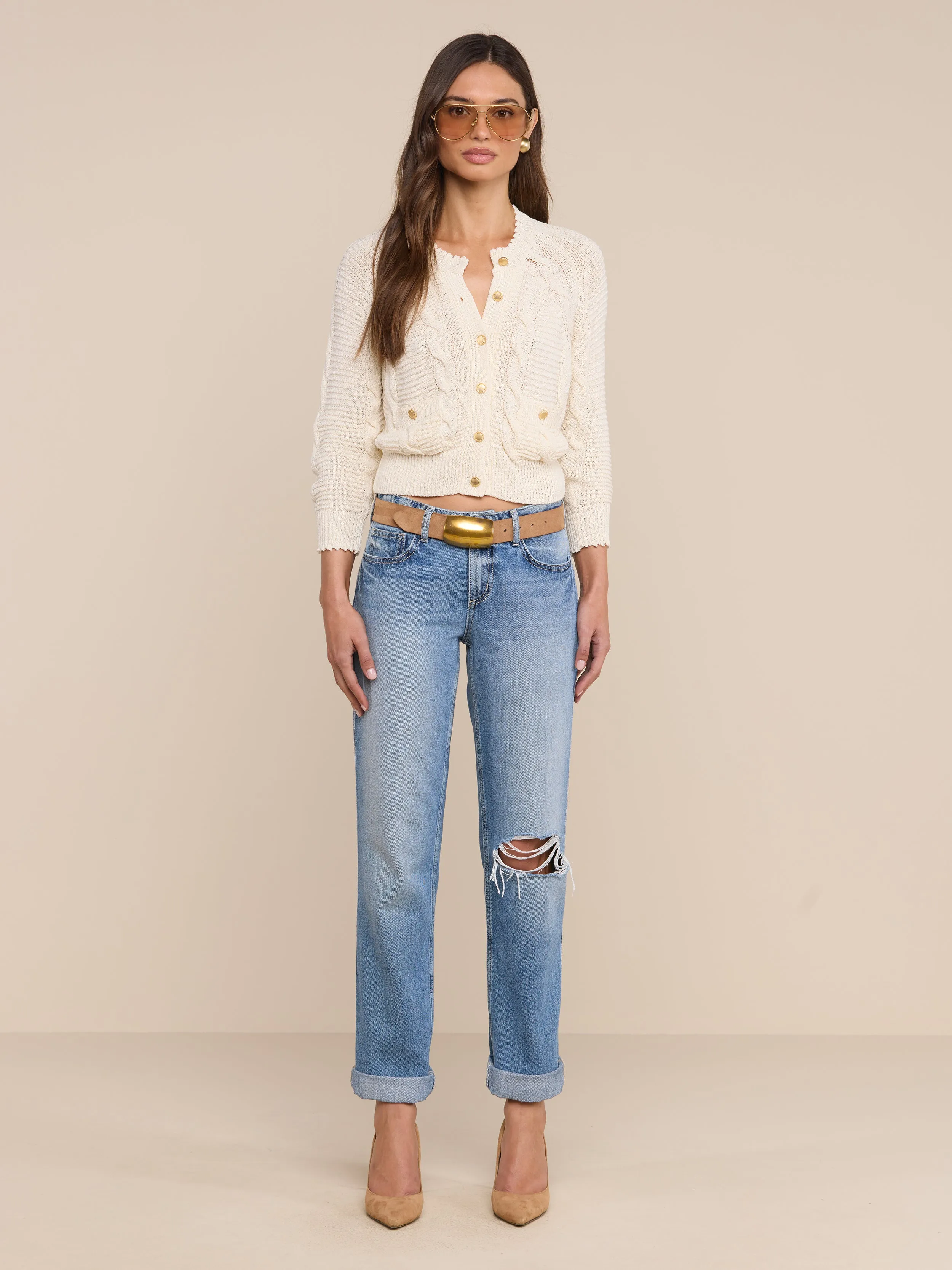 Darcy Cable Knit Cardigan sold by L'AGENCE product image thumbnail 3