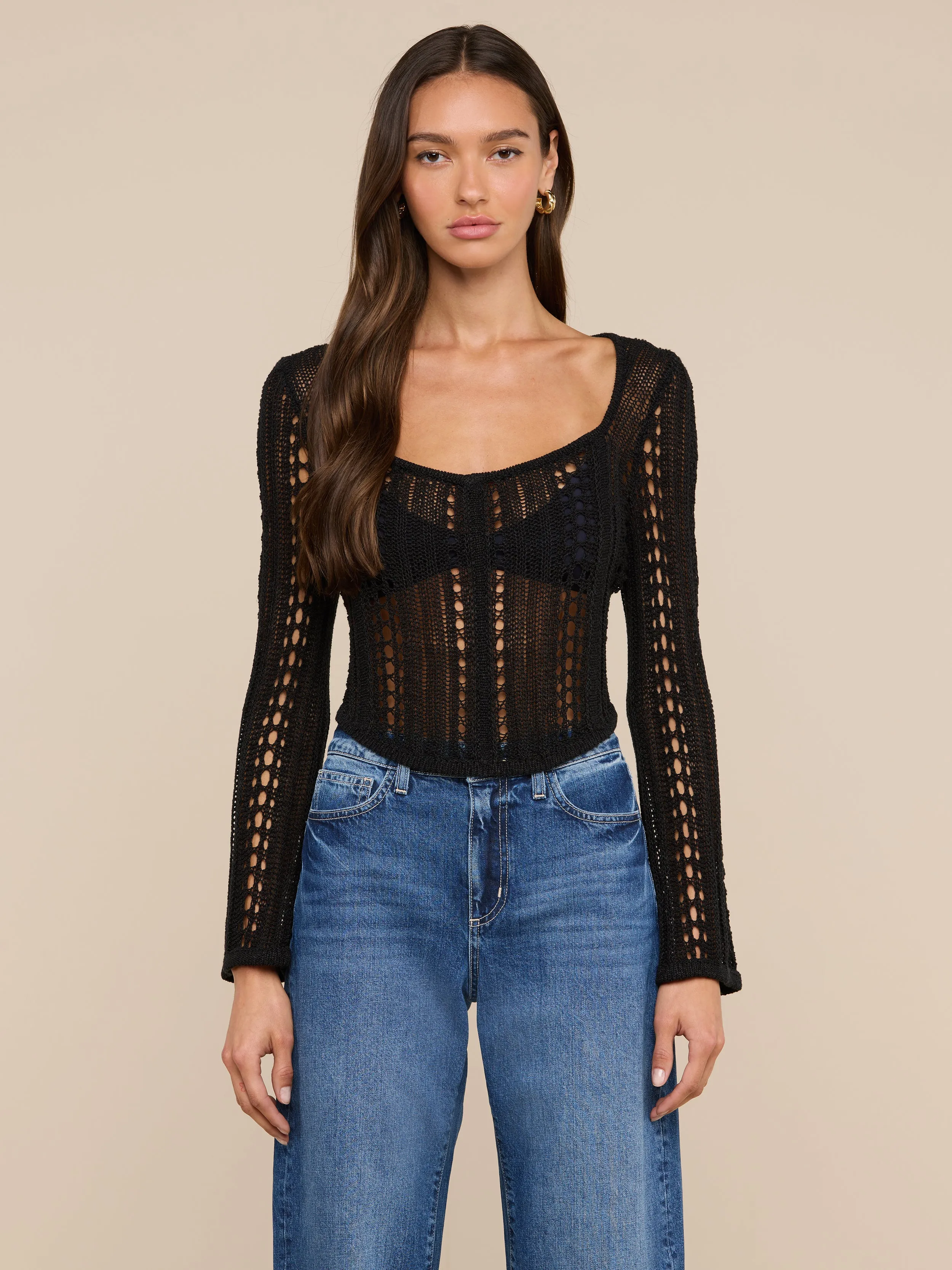 Orine Pointelle Knit Top sold by L'AGENCE